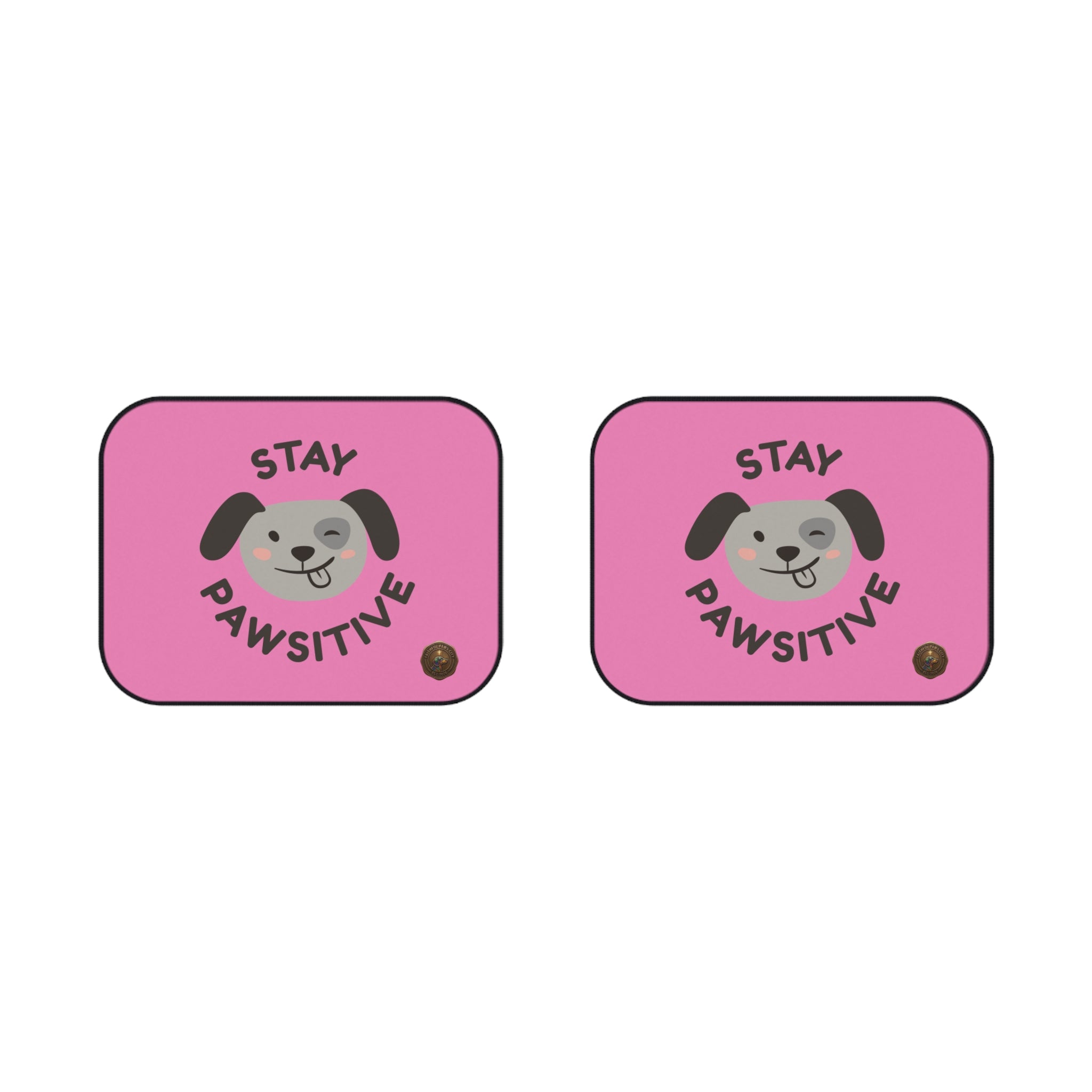 Pink Car Mats - "Stay Pawsitive" Rear Dog Car Floor Mats Set (2-Pack)