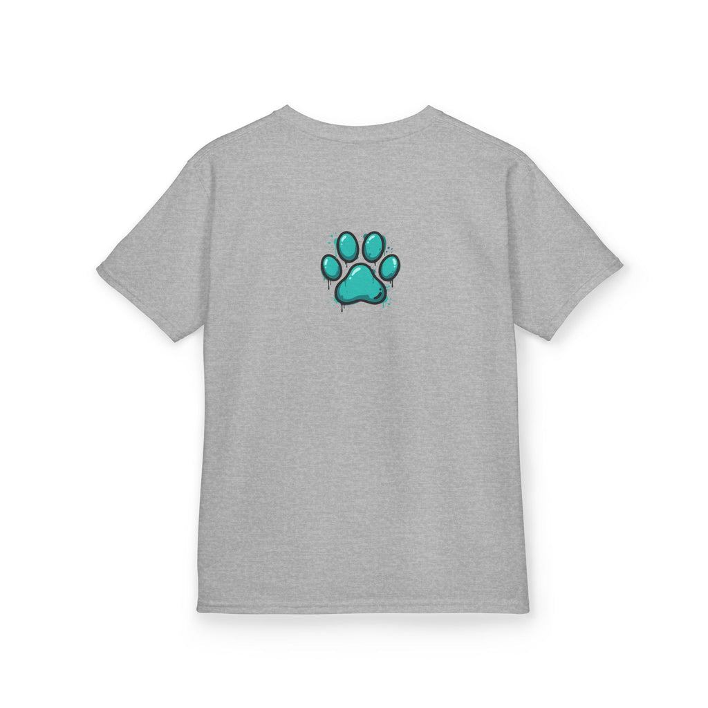 Kids Grafitti Dachshund T-Shirt — "Faithful Paws City" Colorful Angels & Paw Print Graphic Tee