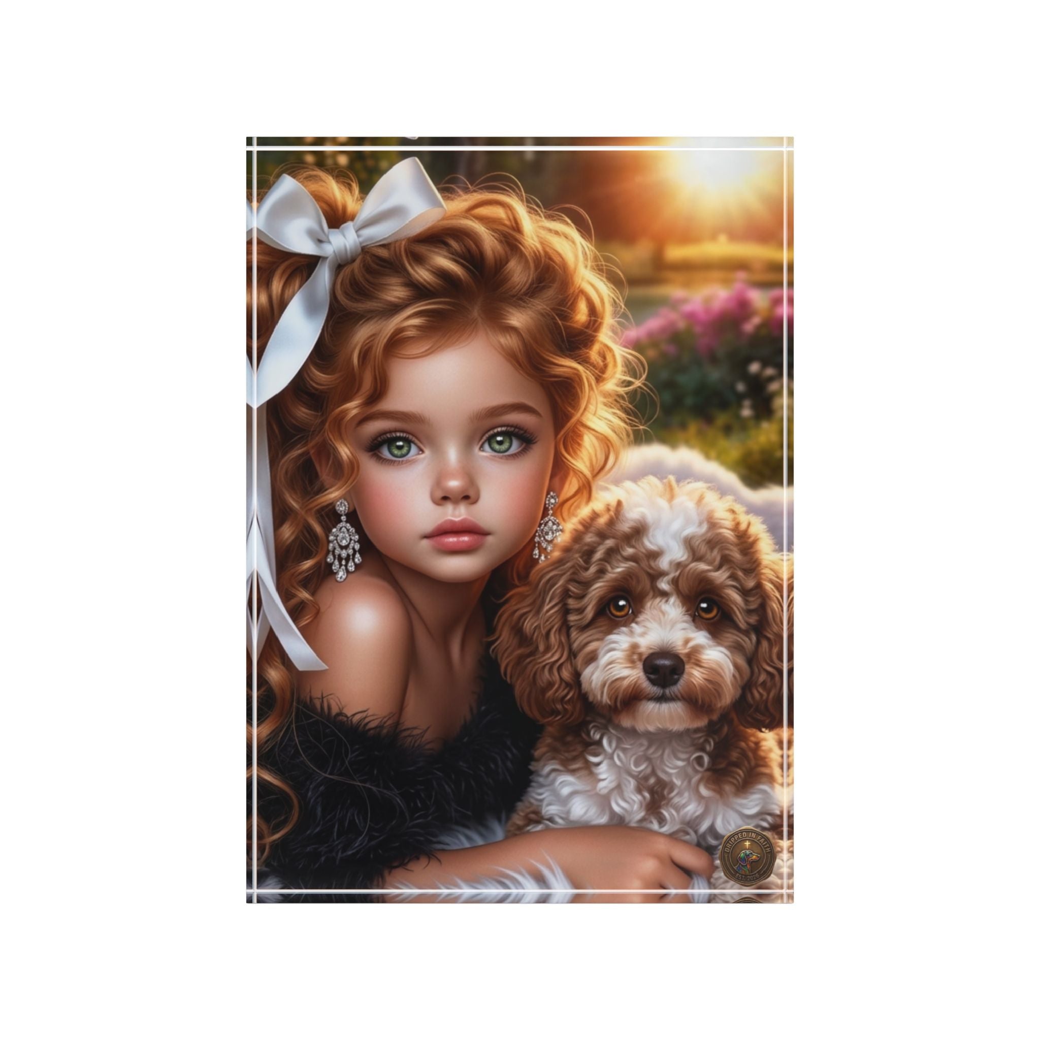 Photo Block — Decorative Girl & Puppy Photo Art Block