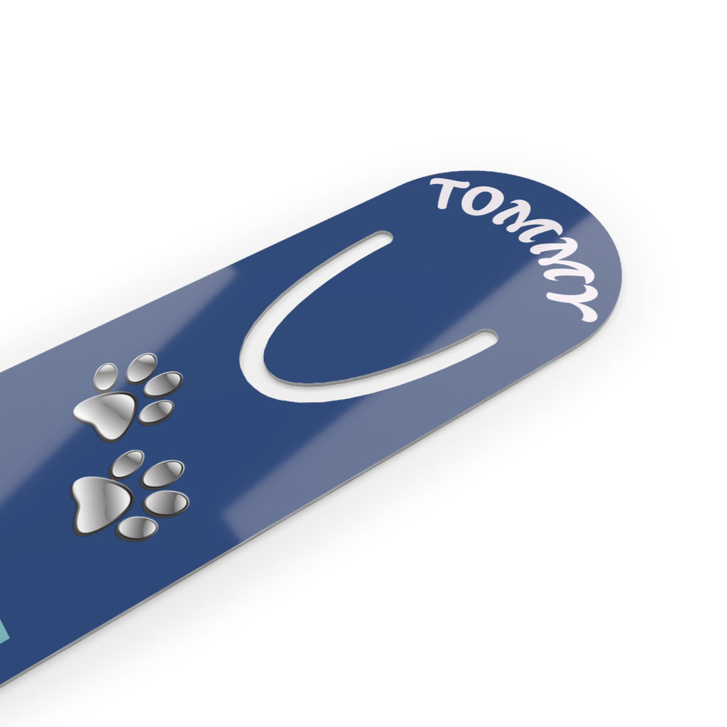 Personalized Dog Bookmark — Custom Name Dachshund Paw Print Metal Bookmark