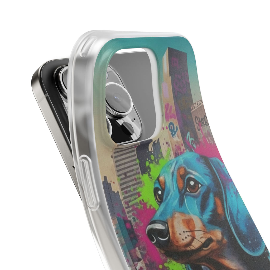Dachshund Street Art Flexi Phone Case — Colorful Graffiti Dog iPhone Case