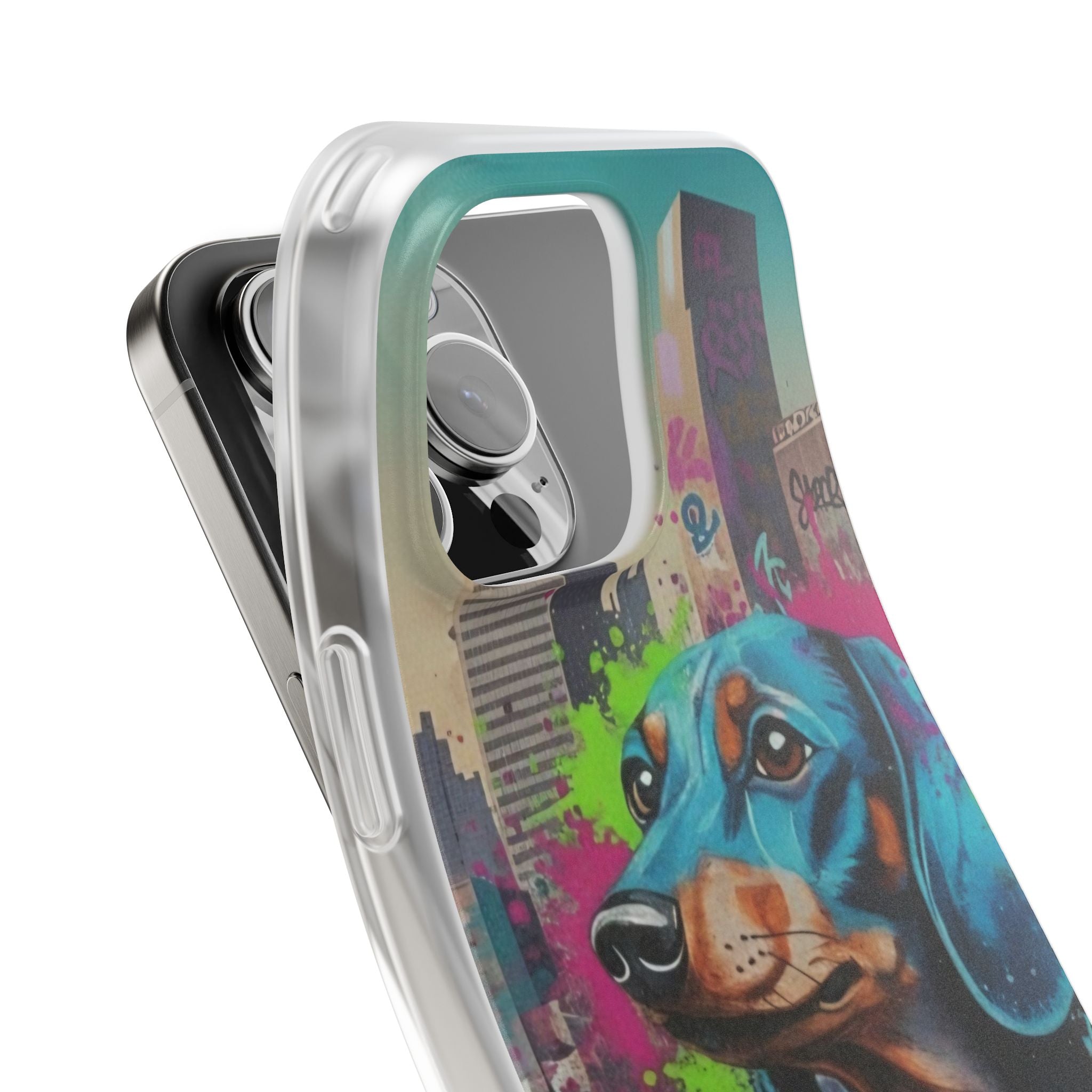 Dachshund Street Art Flexi Phone Case — Colorful Graffiti Dog iPhone Case