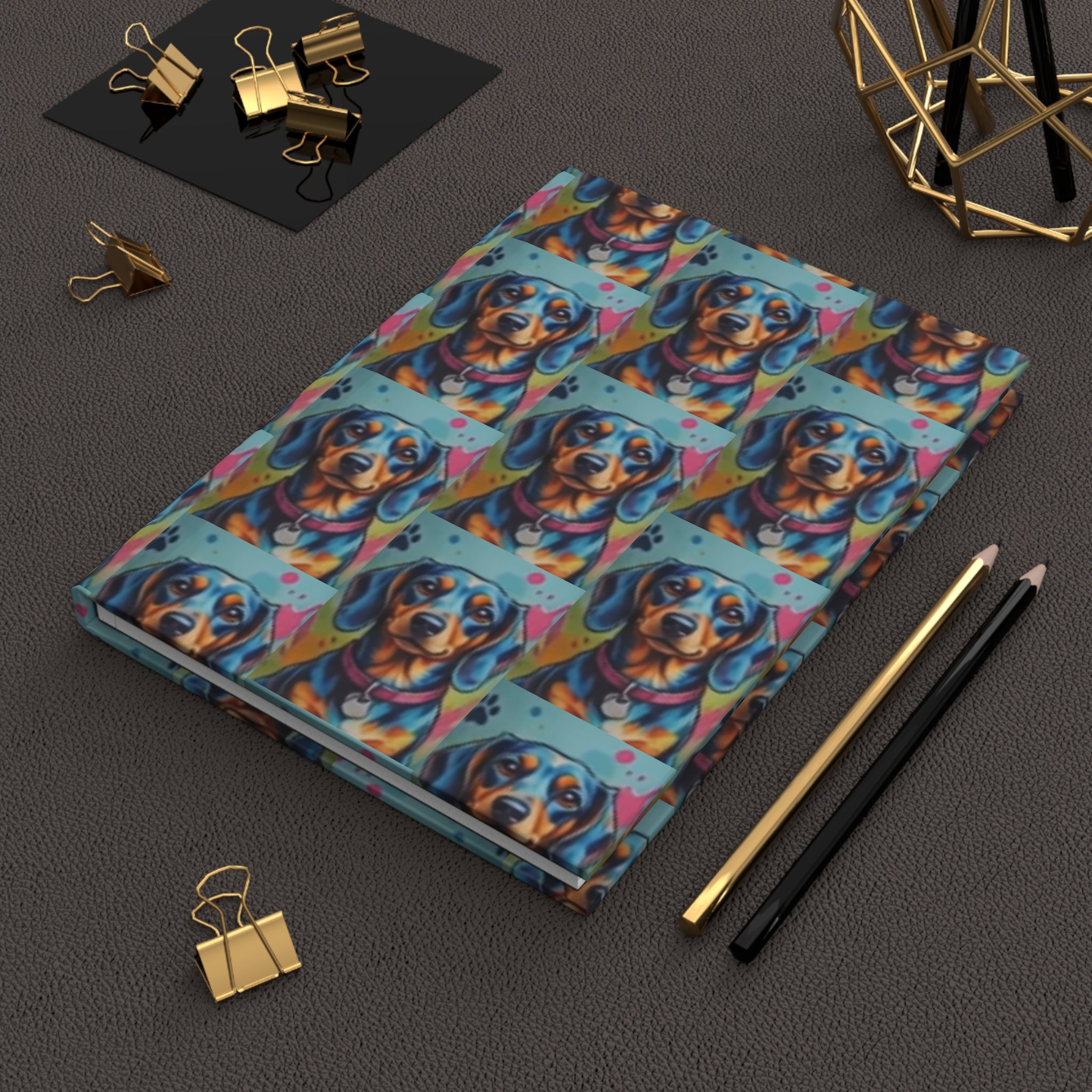 Colorful Dachshund Hardcover Journal — Bright Pop-Art Dog Notebook