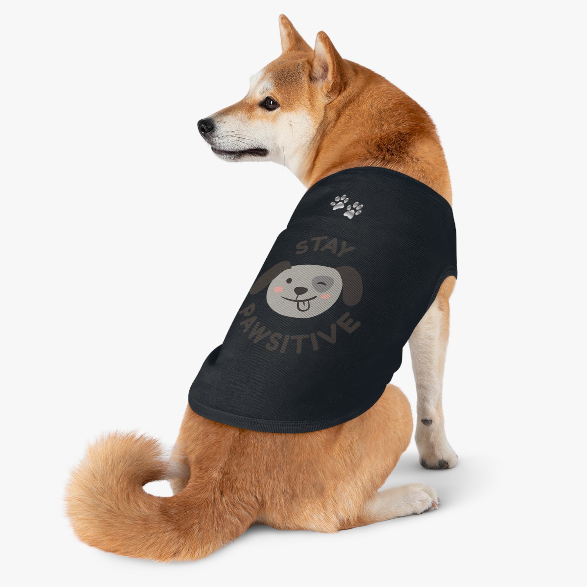 Stay Pawsitive Dog Tank Top — Cute Puppy Graphic Pet Shirt