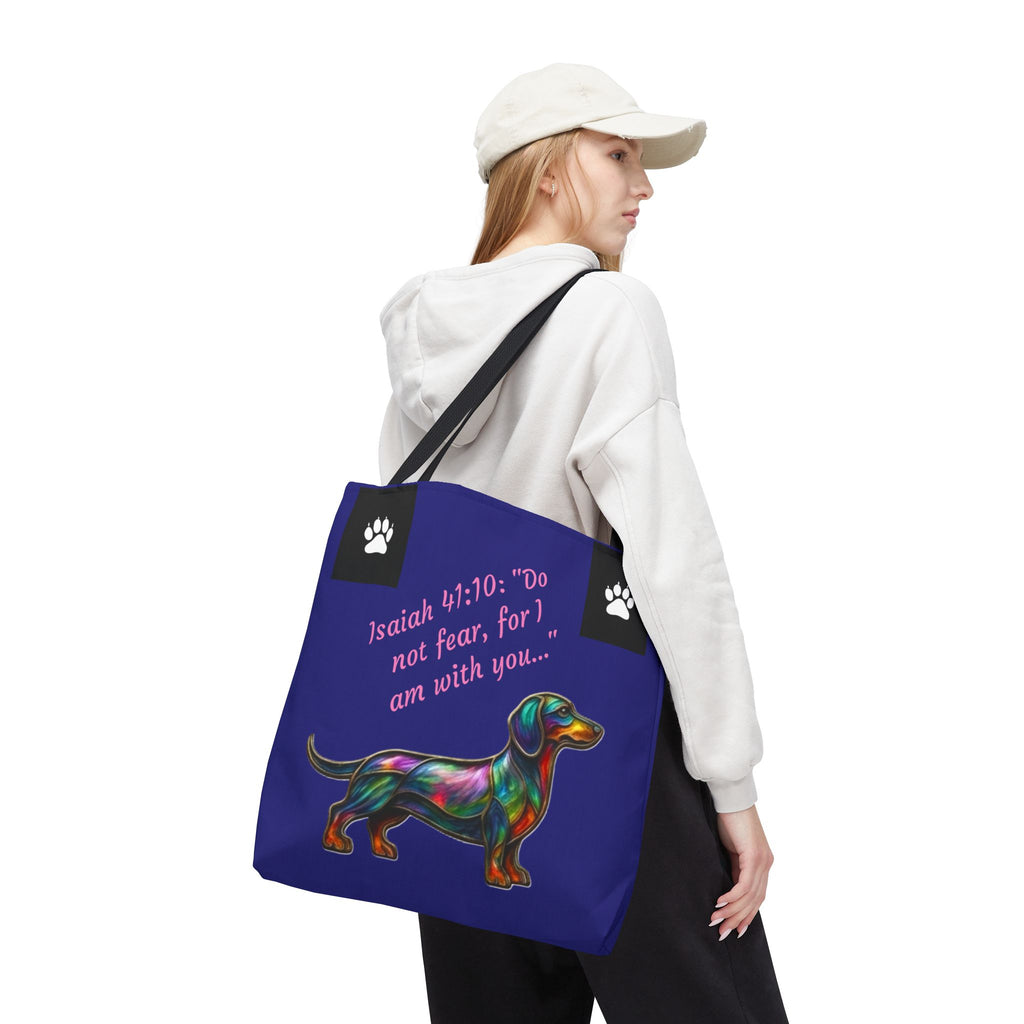 Copy of Faithful Paws City Dachshund Tote — Isaiah 41:10 Inspirational Dog Lover Bag