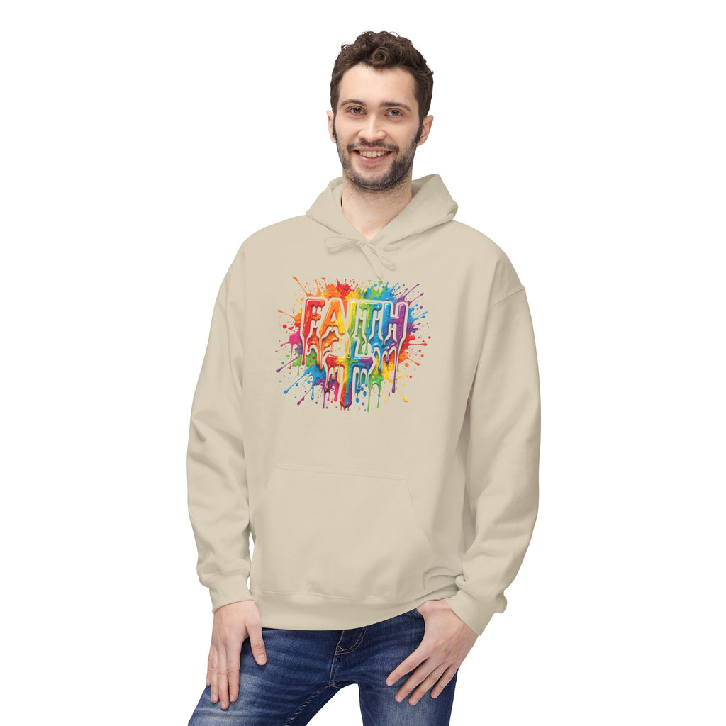 Faith Cross Rainbow Paint-Splash Hoodie