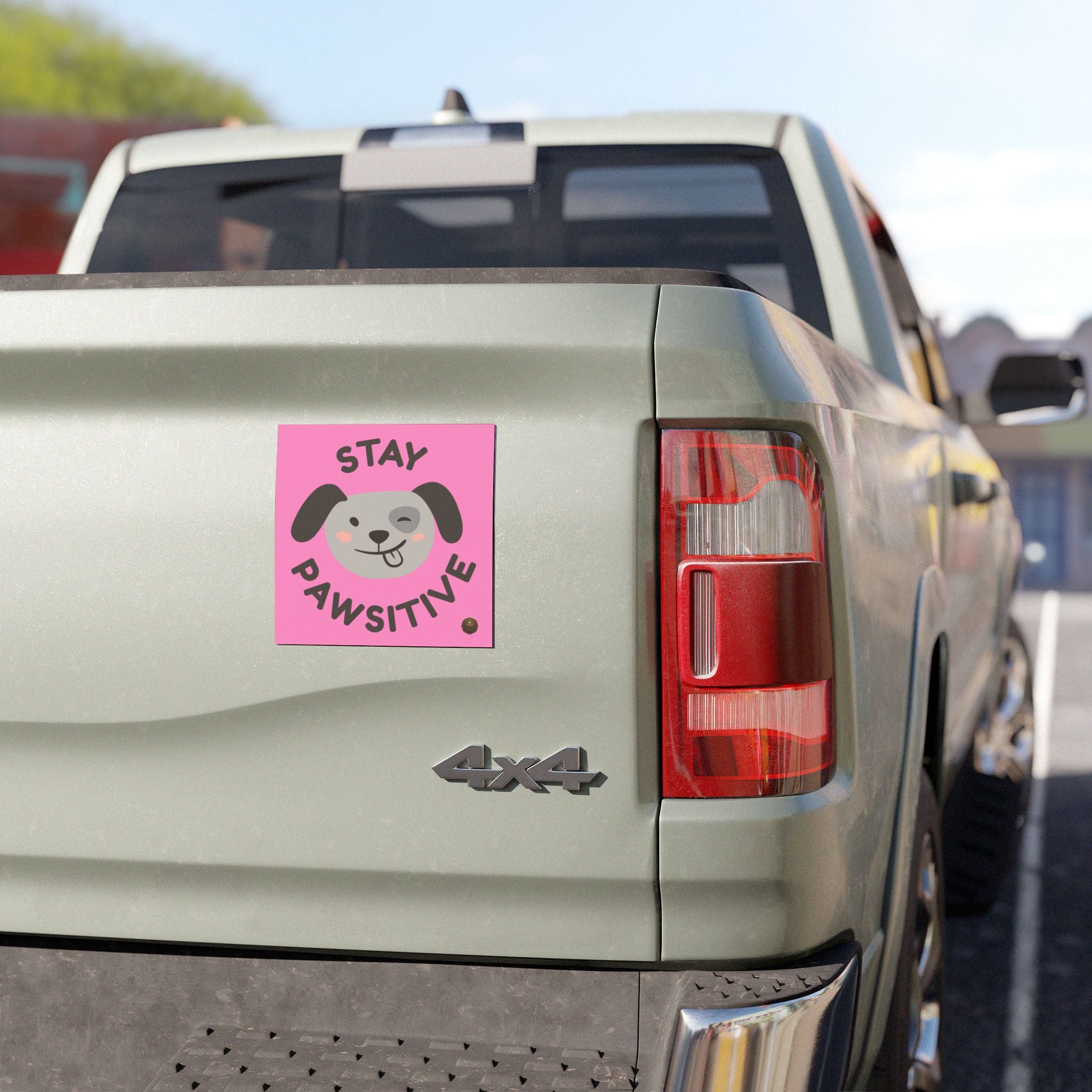 Stay Pawsitive Dog Car Magnet — Cute Winking Pup Pet Lover Vinyl Magnet