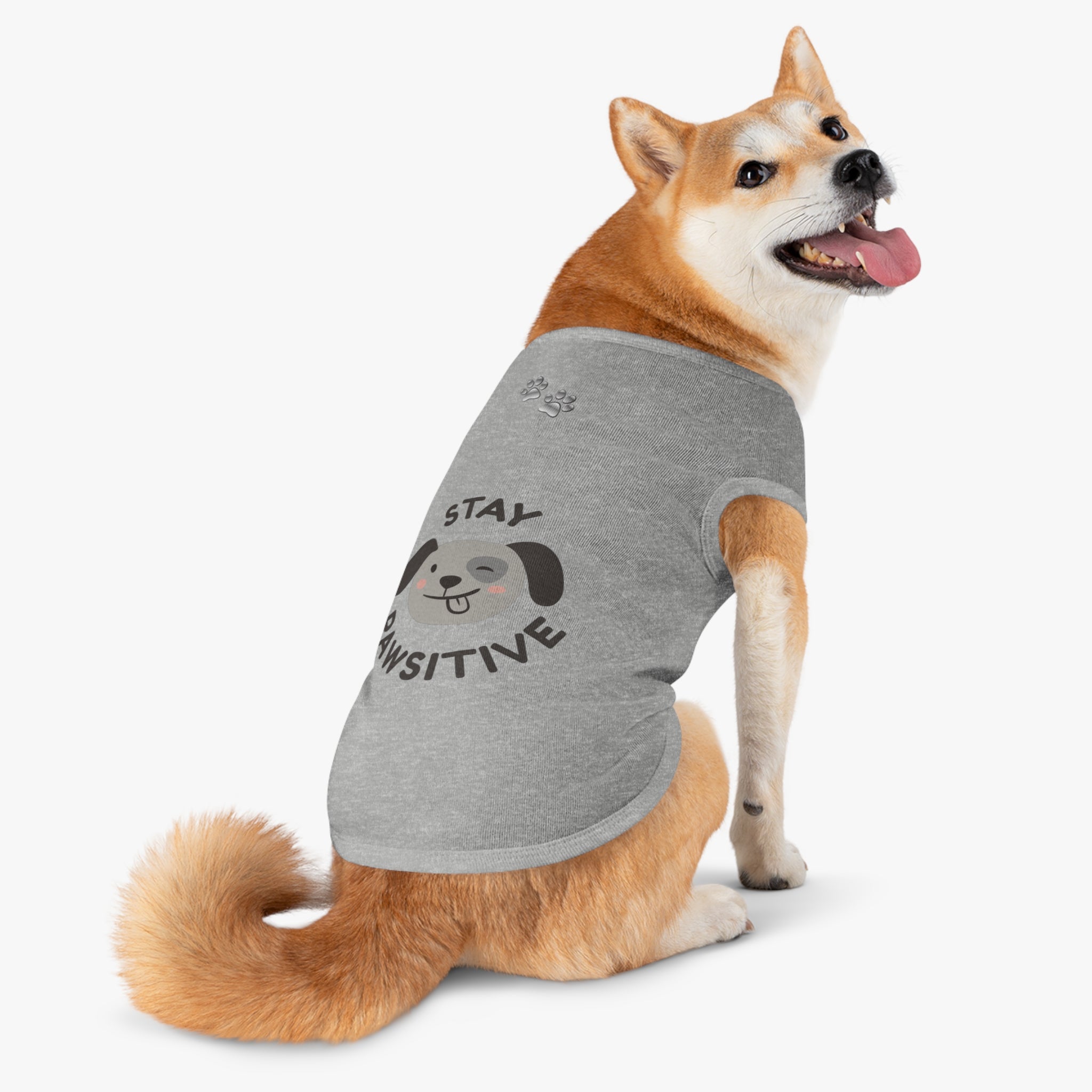Stay Pawsitive Dog Tank Top — Cute Puppy Graphic Pet Shirt