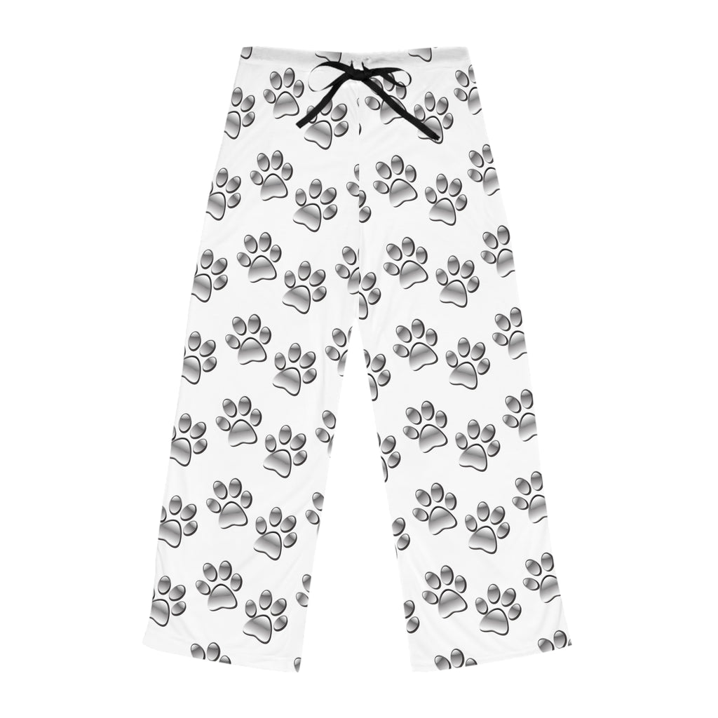 Silver Paw Print Pajama Pants — Women’s Cozy Animal Lover Lounge Pants - Sizes XS to L