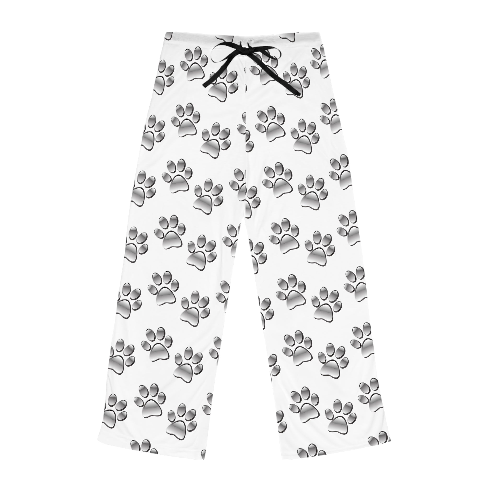 Silver Paw Print Pajama Pants — Women’s Cozy Animal Lover Lounge Pants - Sizes XS to L