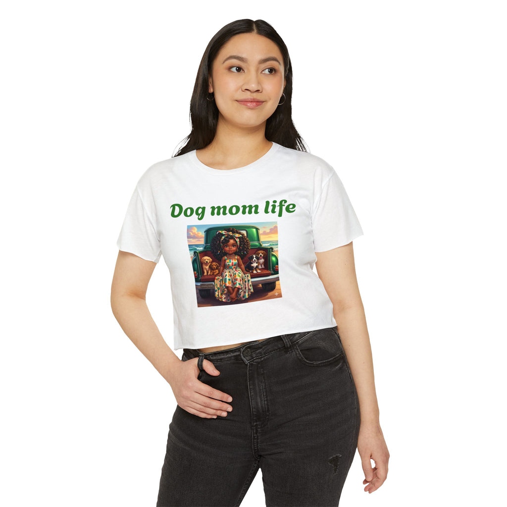 Dog Mom Life Crop Top — Cute Tee for Women, Graphic Dogs on Truck Mom Shirt - Sizes XS - 2X