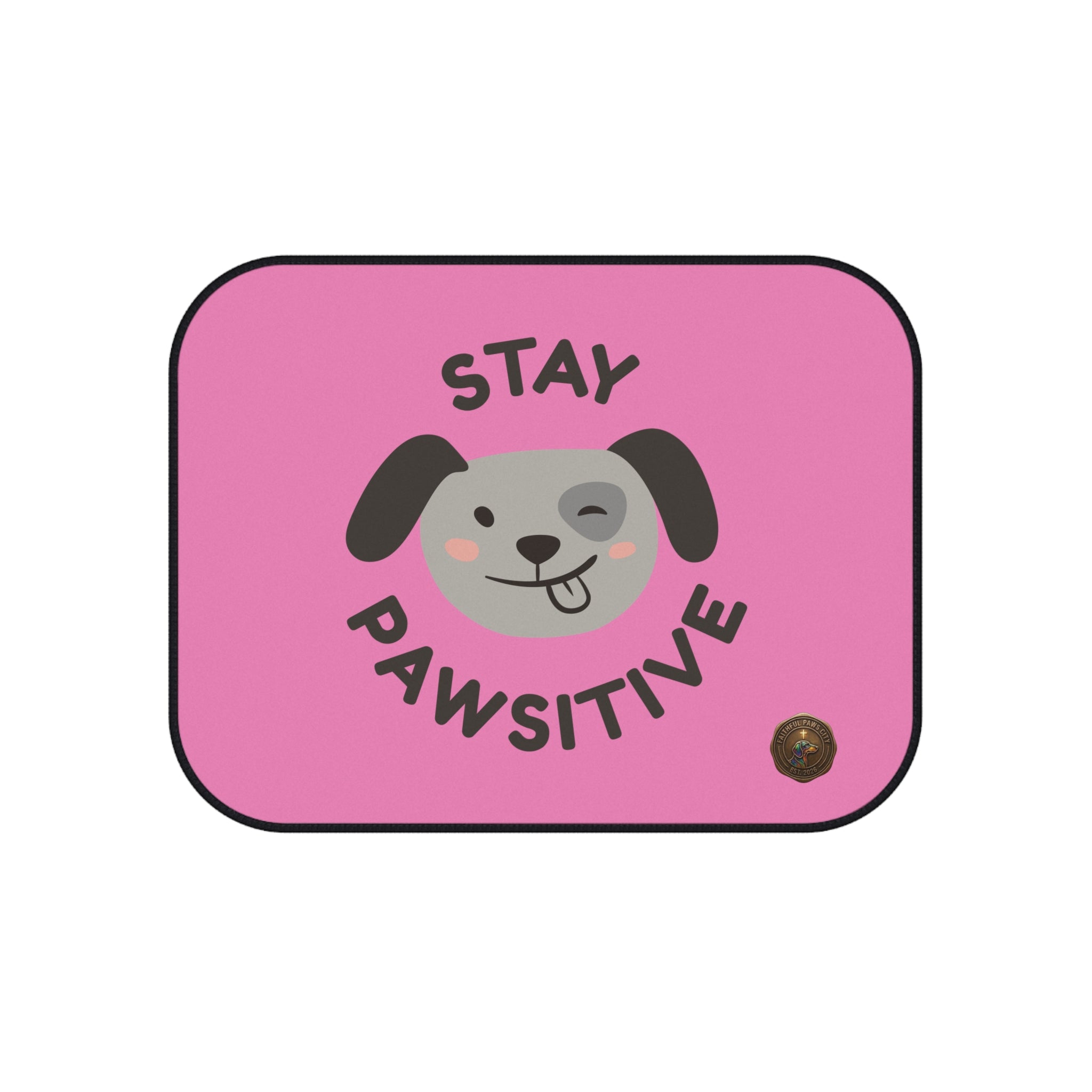 Pink Car Mats - "Stay Pawsitive" Rear Dog Car Floor Mats Set (2-Pack)