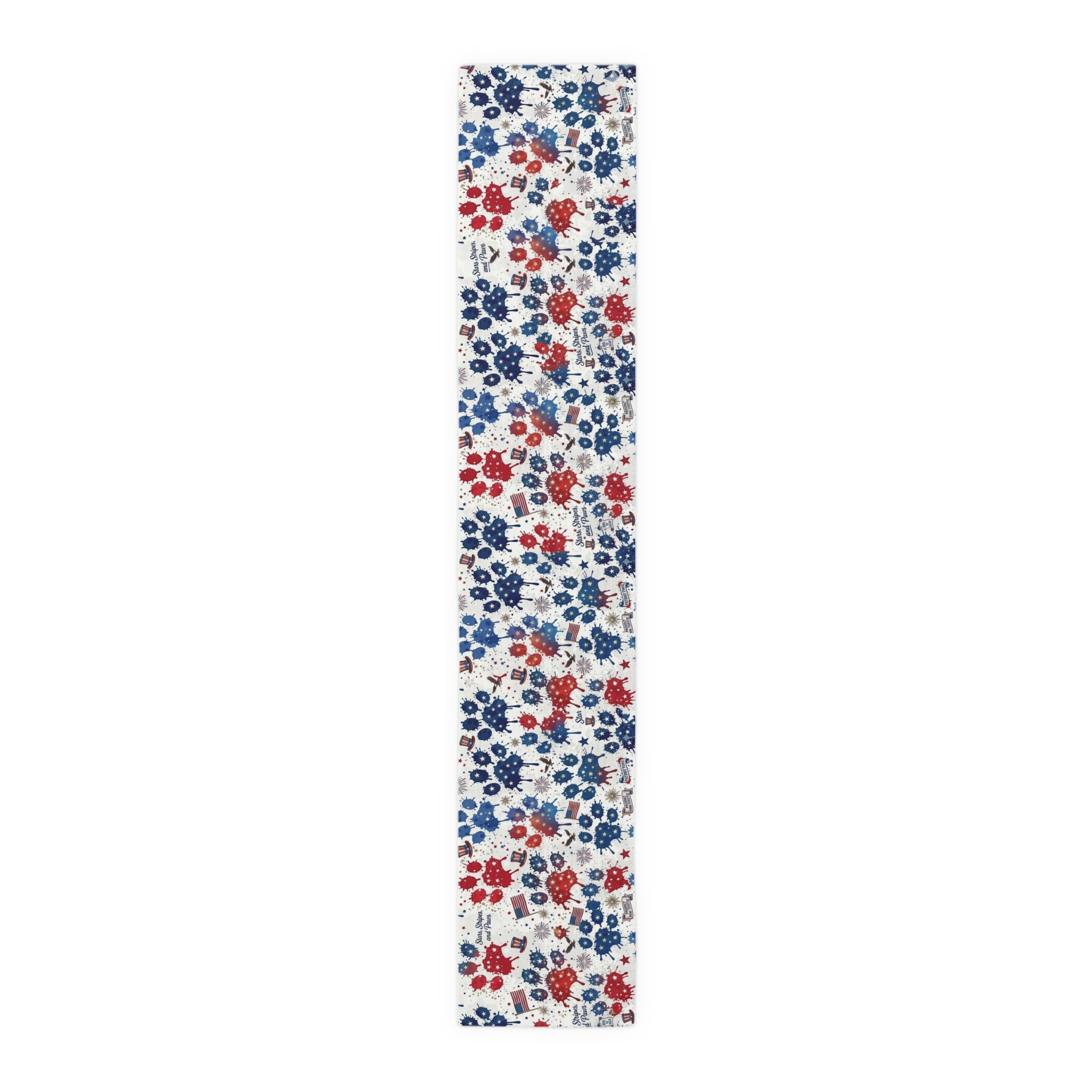 Patriotic Paw Prints Table Runner — Red, White & Blue Cotton-Blend Decor