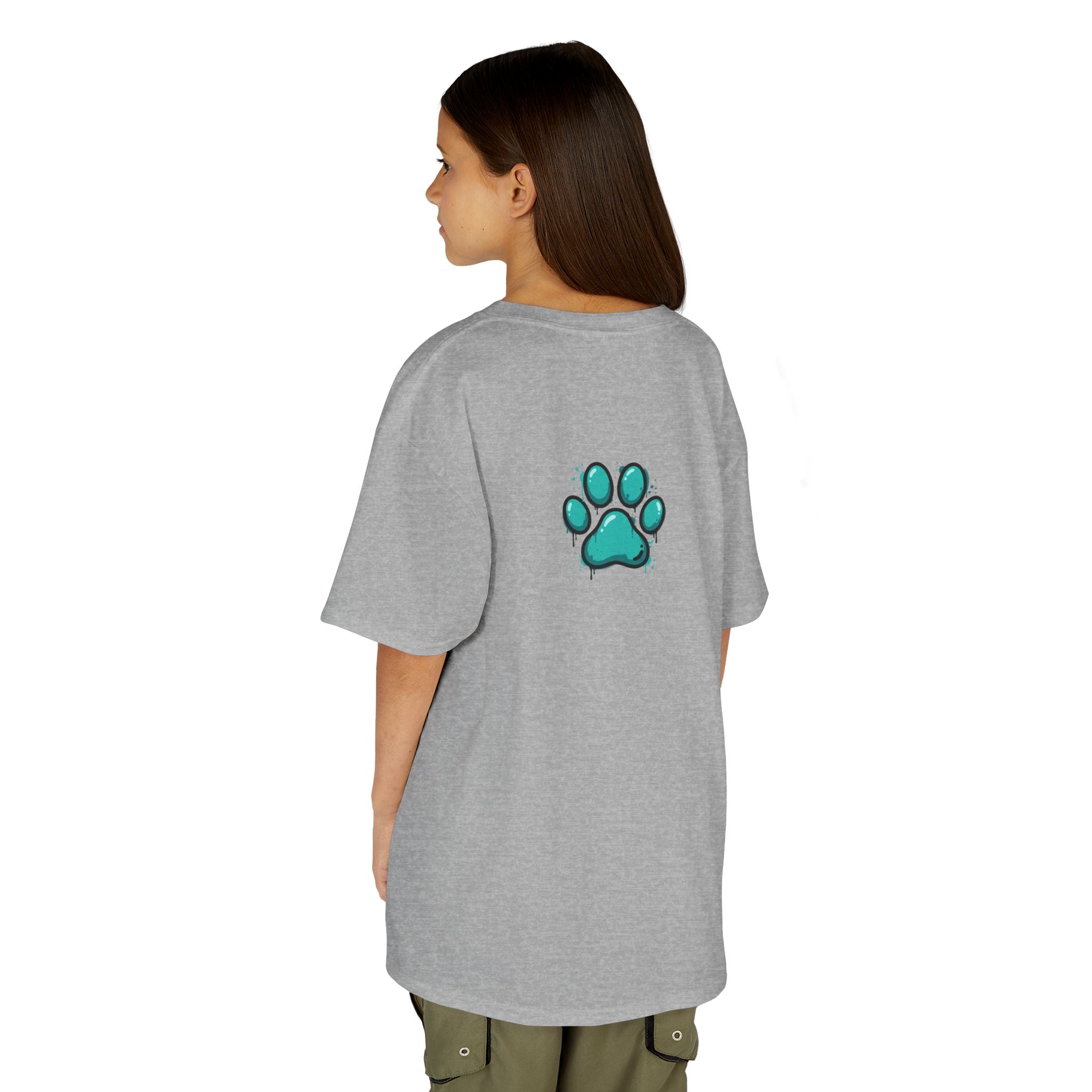 Kids Grafitti Dachshund T-Shirt — "Faithful Paws City" Colorful Angels & Paw Print Graphic Tee