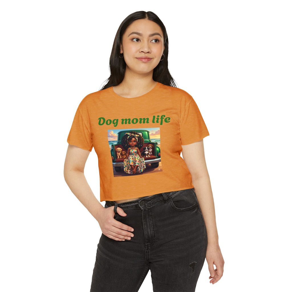 Dog Mom Life Crop Top — Cute Tee for Women, Graphic Dogs on Truck Mom Shirt - Sizes XS - 2X