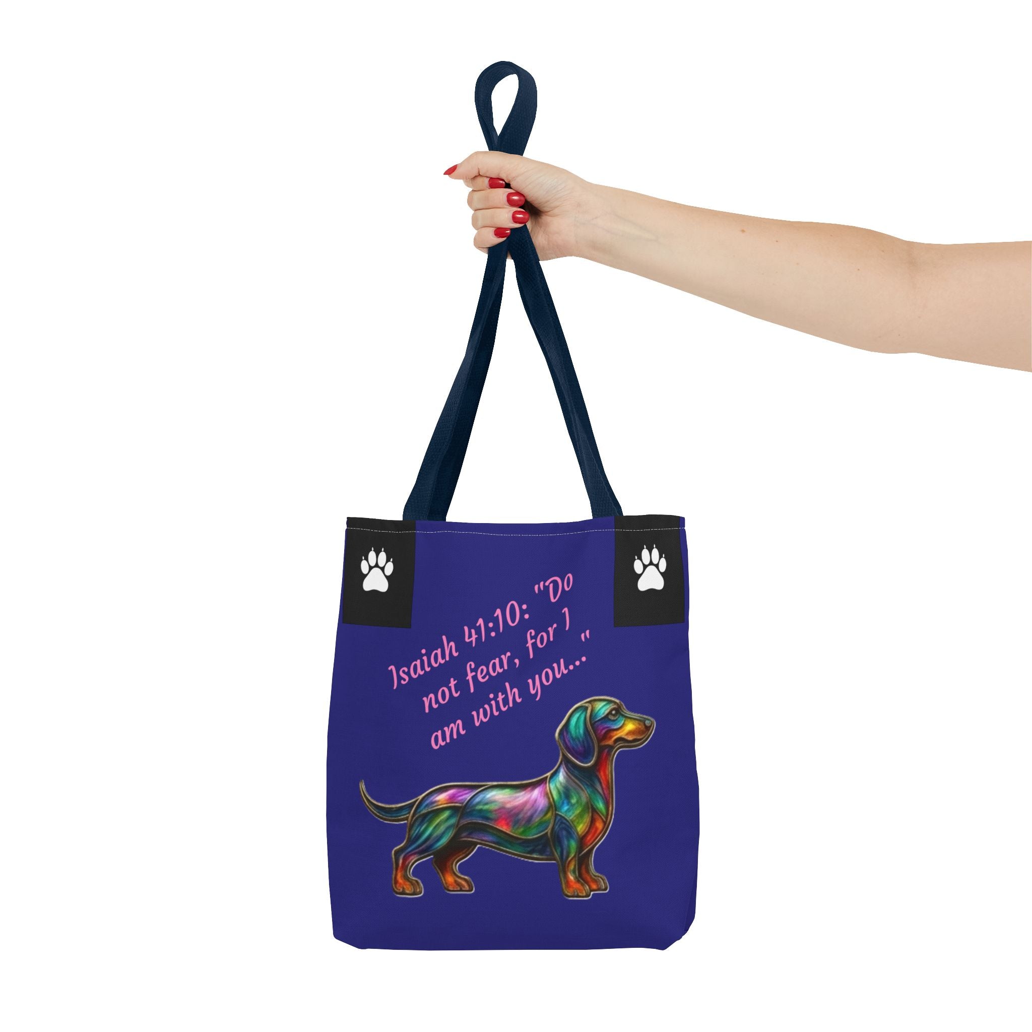 Copy of Faithful Paws City Dachshund Tote — Isaiah 41:10 Inspirational Dog Lover Bag