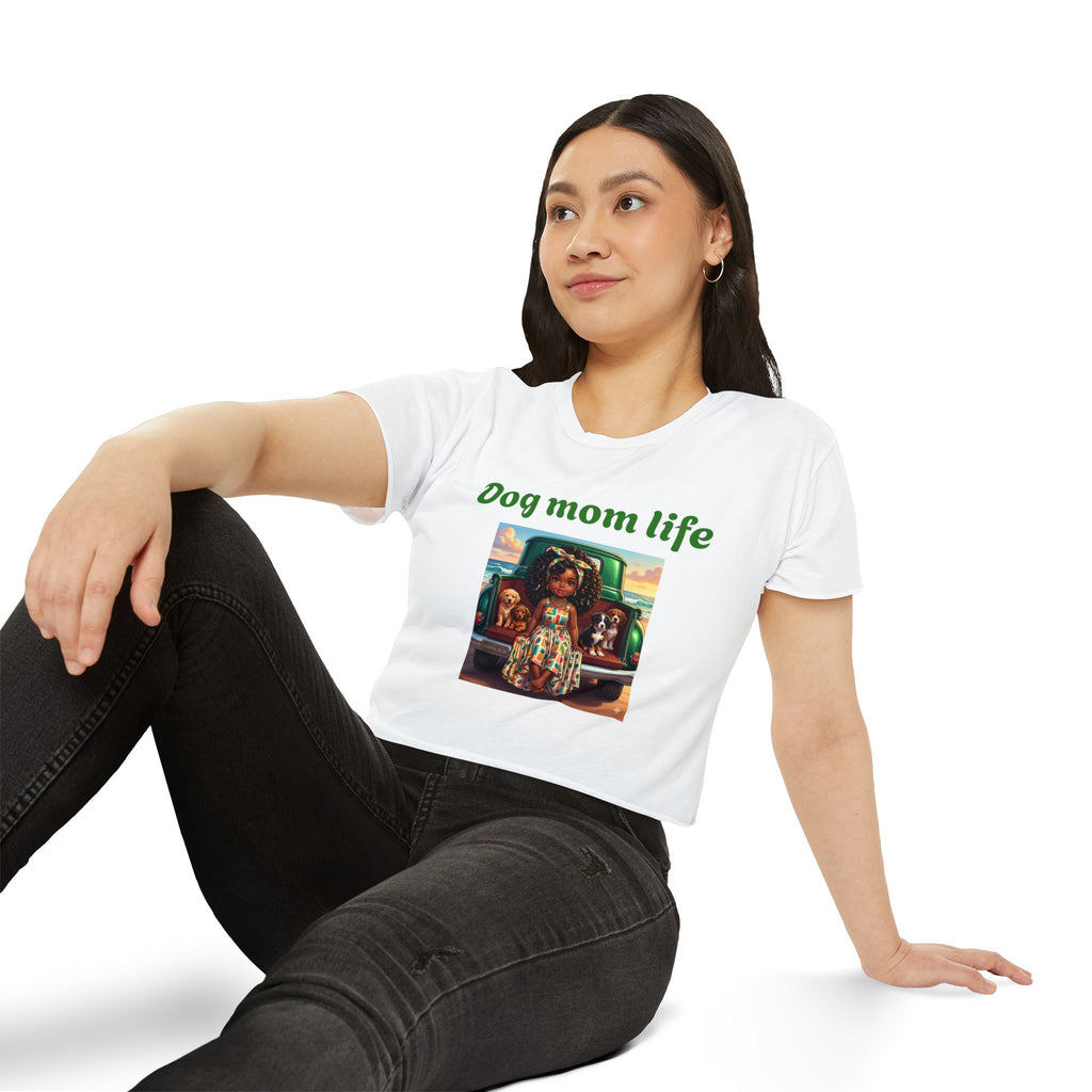 Dog Mom Life Crop Top — Cute Tee for Women, Graphic Dogs on Truck Mom Shirt - Sizes XS - 2X
