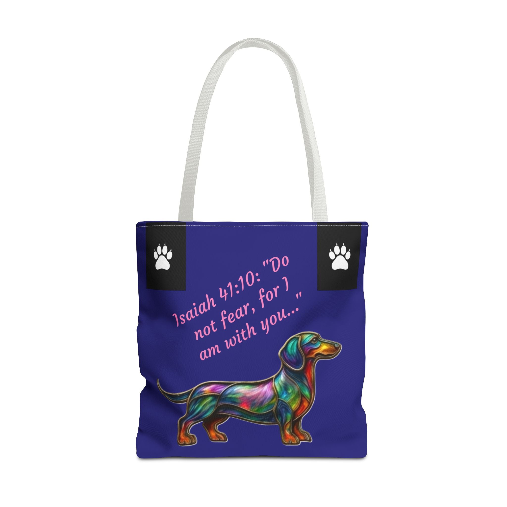 Copy of Faithful Paws City Dachshund Tote — Isaiah 41:10 Inspirational Dog Lover Bag