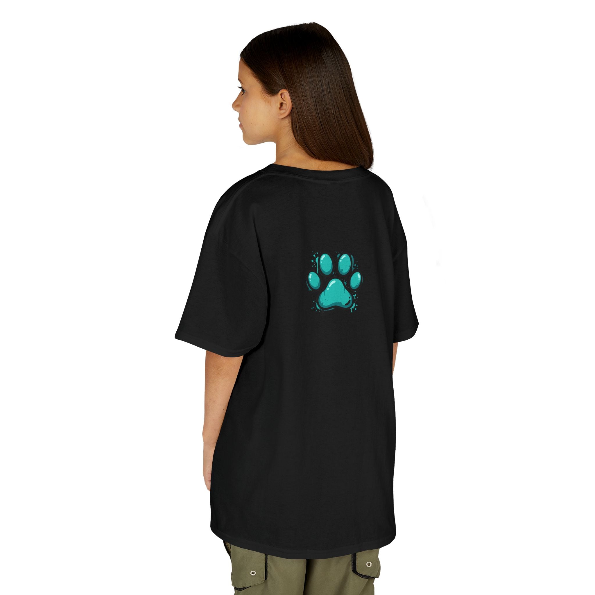 Kids Grafitti Dachshund T-Shirt — "Faithful Paws City" Colorful Angels & Paw Print Graphic Tee