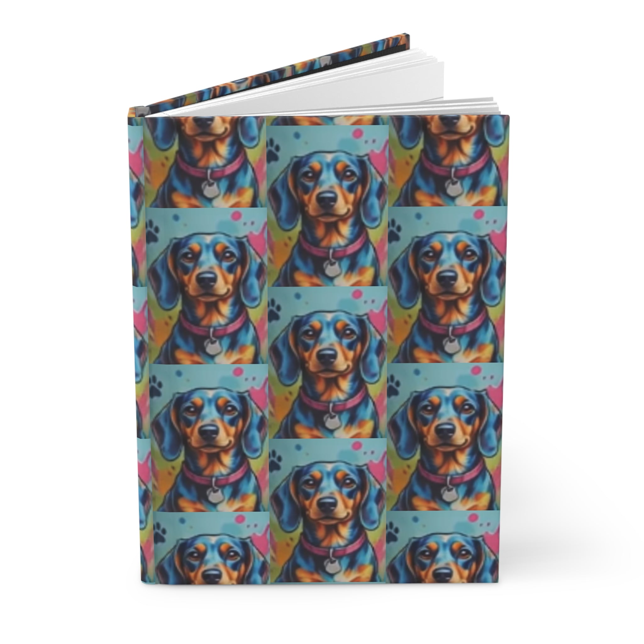 Colorful Dachshund Hardcover Journal — Bright Pop-Art Dog Notebook