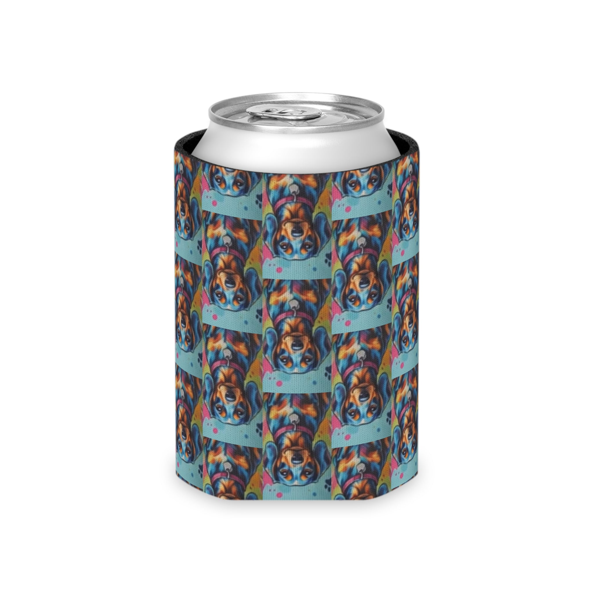 Can Cooler - Colorful Pop Art Dachshund Pattern