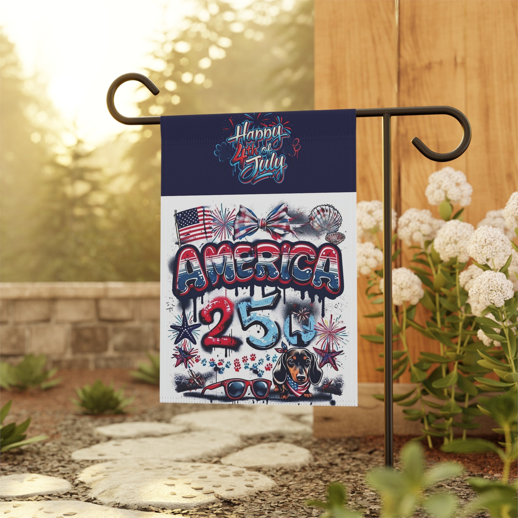 Patriotic 4th of July Garden Flag — 'America 25' Americana Outdoor Banner
