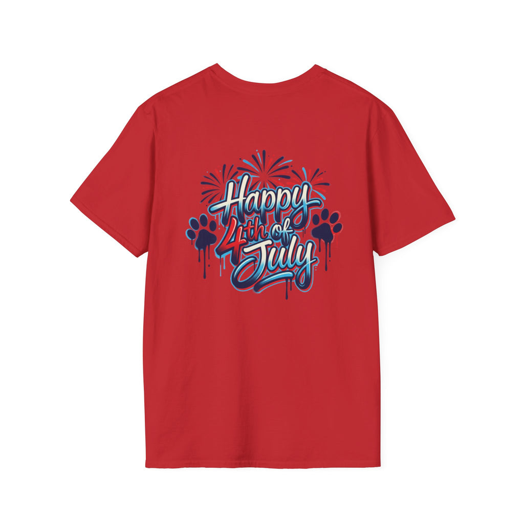 America 4th of July Graphic Tee — Patriotic USA Flag & Fireworks Design