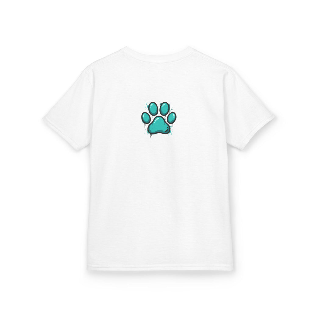 Kids Grafitti Dachshund T-Shirt — "Faithful Paws City" Colorful Angels & Paw Print Graphic Tee
