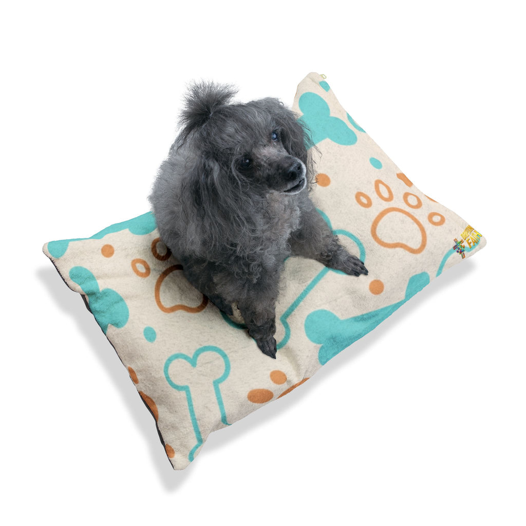 Plush Dog Bone & Paw Print Pet Bed — Cozy Orthopedic Cushion for Small & Medium Dogs