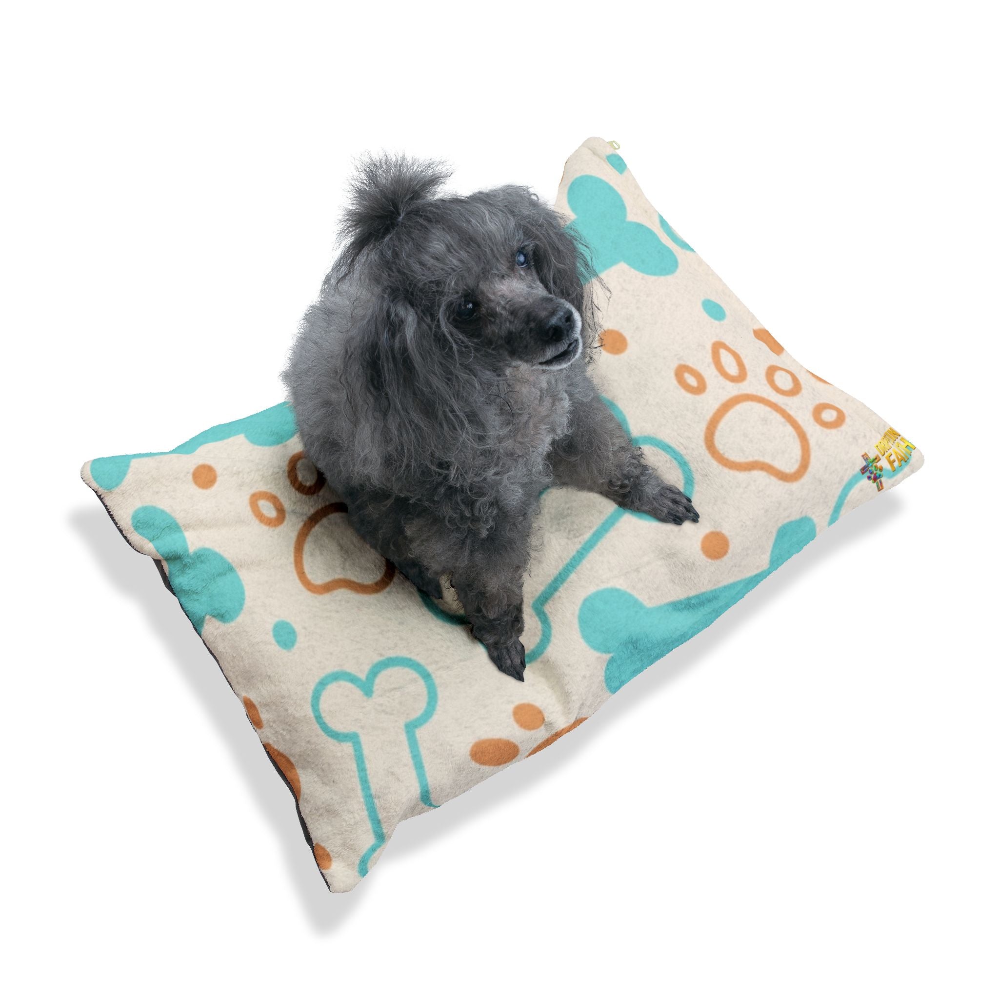 Plush Dog Bone & Paw Print Pet Bed — Cozy Orthopedic Cushion for Small & Medium Dogs