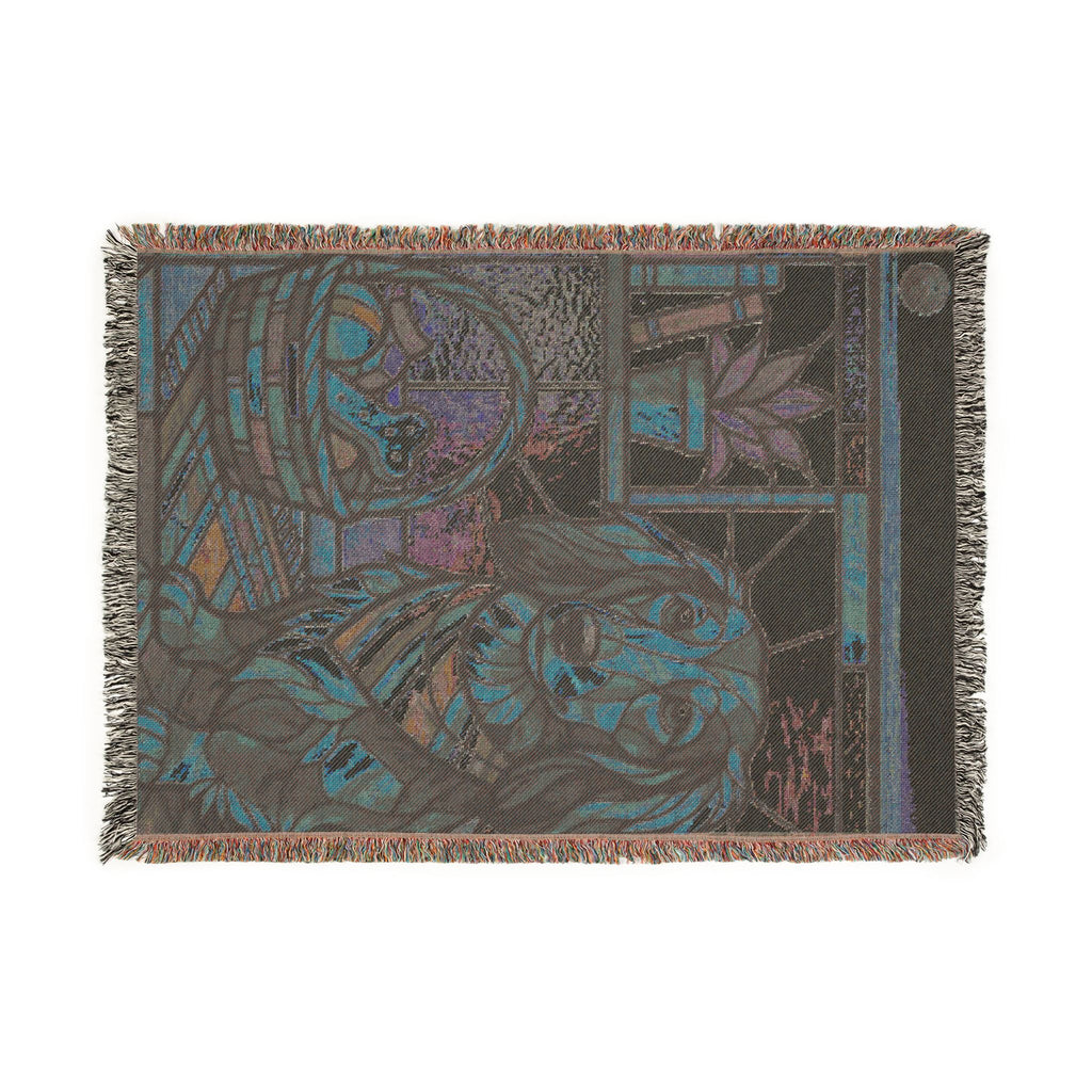 Stained Glass Dog Woven Blanket – Cozy Decorative Throw for Pet Lovers