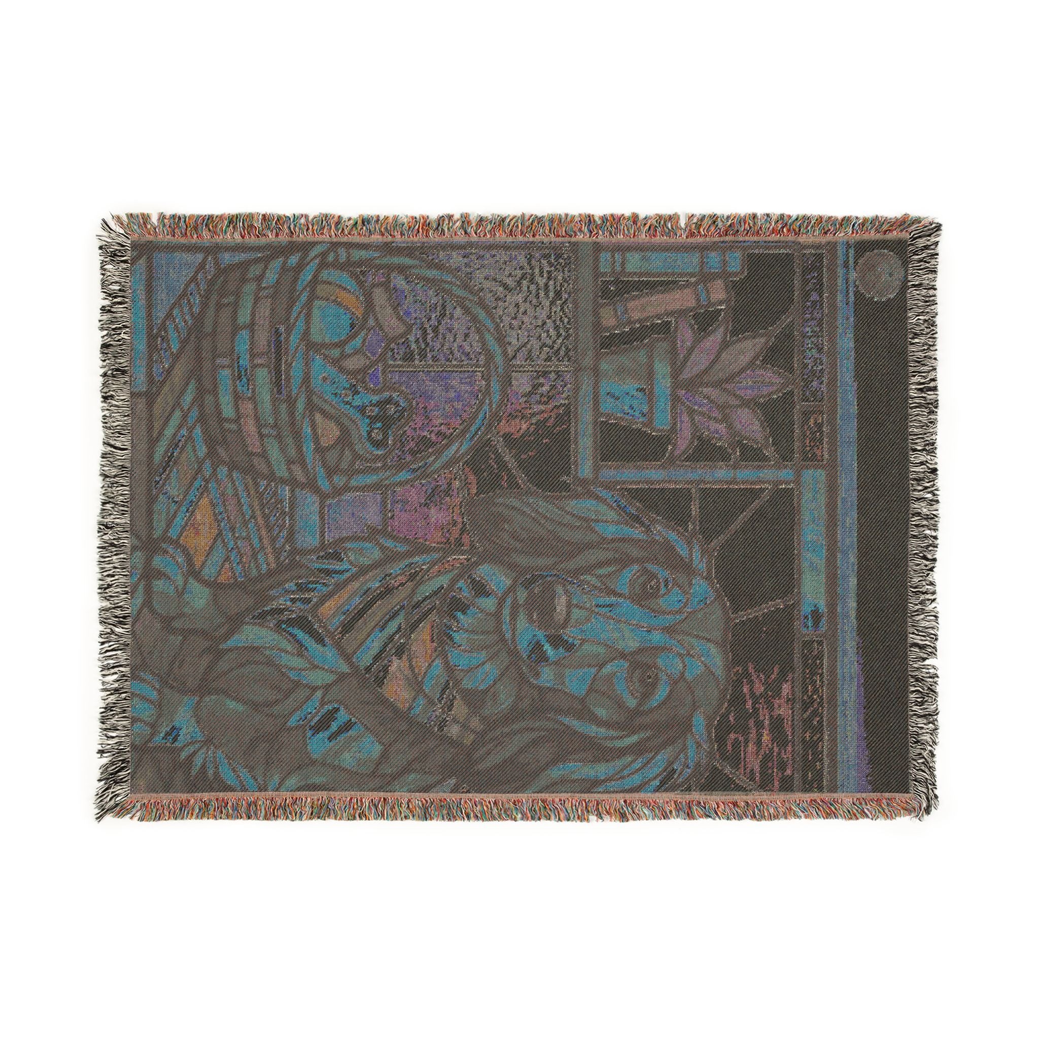 Stained Glass Dog Woven Blanket – Cozy Decorative Throw for Pet Lovers