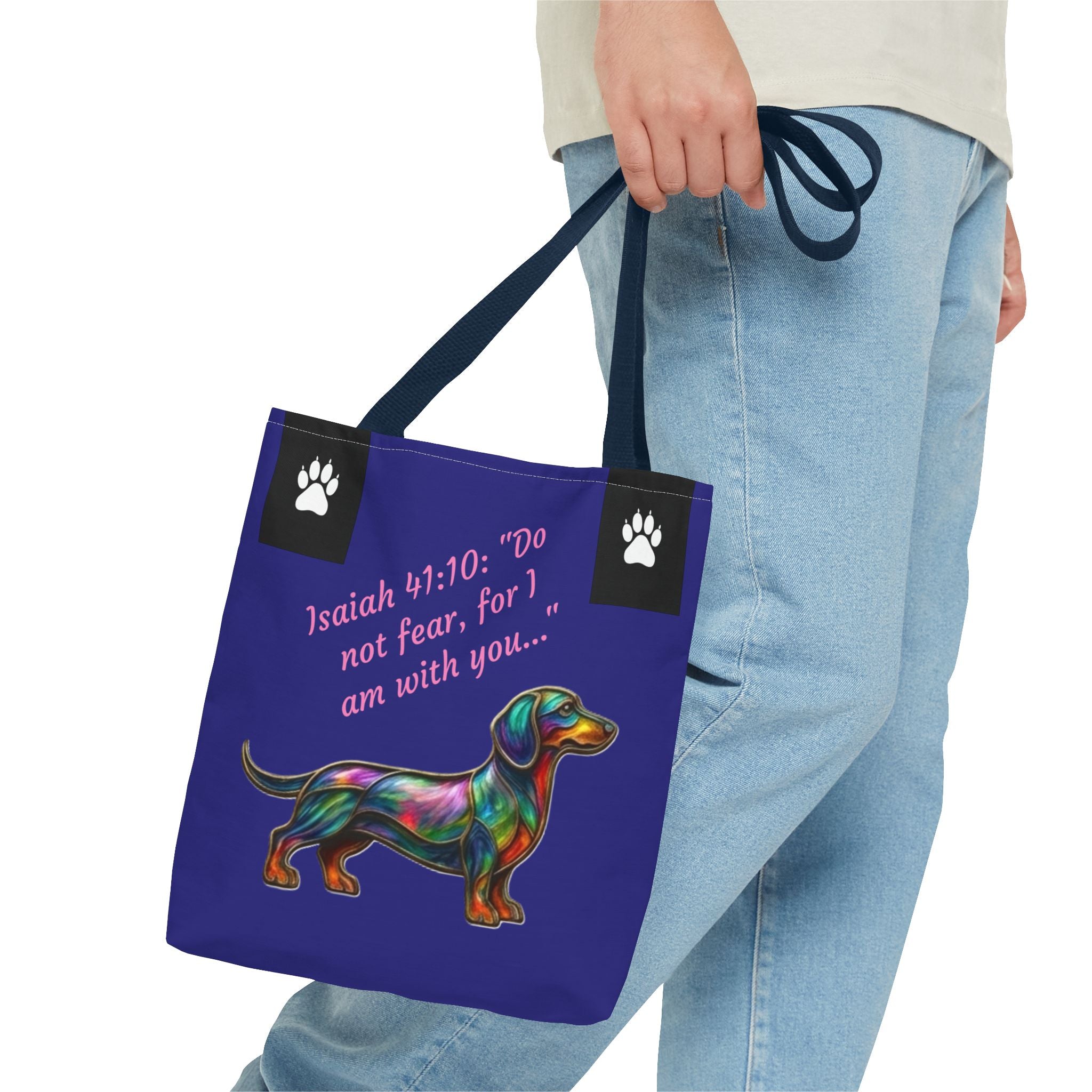 Copy of Faithful Paws City Dachshund Tote — Isaiah 41:10 Inspirational Dog Lover Bag