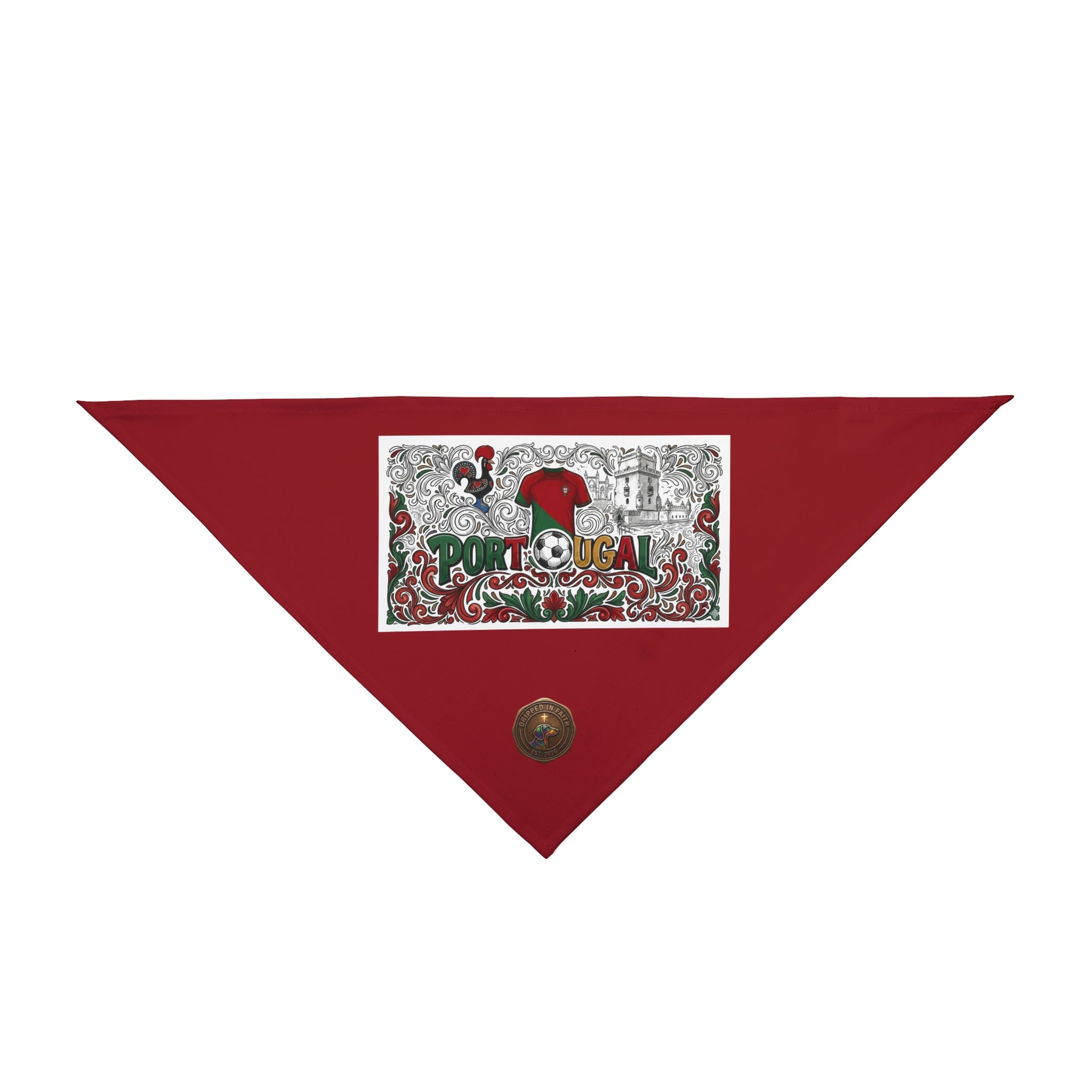 🇵🇹 Portugal Football Pet Bandana – Red Soccer-Themed Dog & Cat Scarf