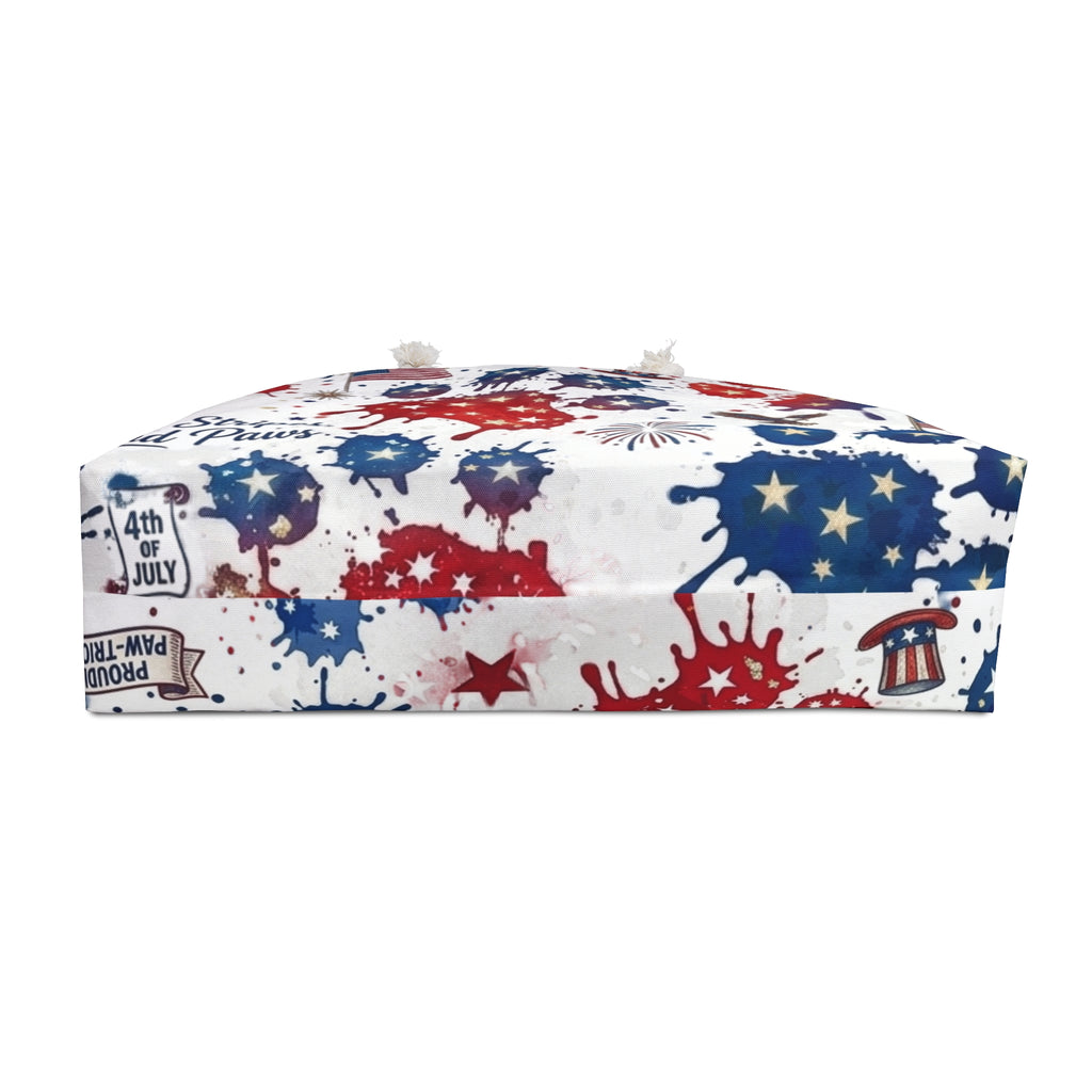 Patriotic Weekender Bag — "Stars, Stripes and Paws" Red White & Blue 4th of July Travel Tote