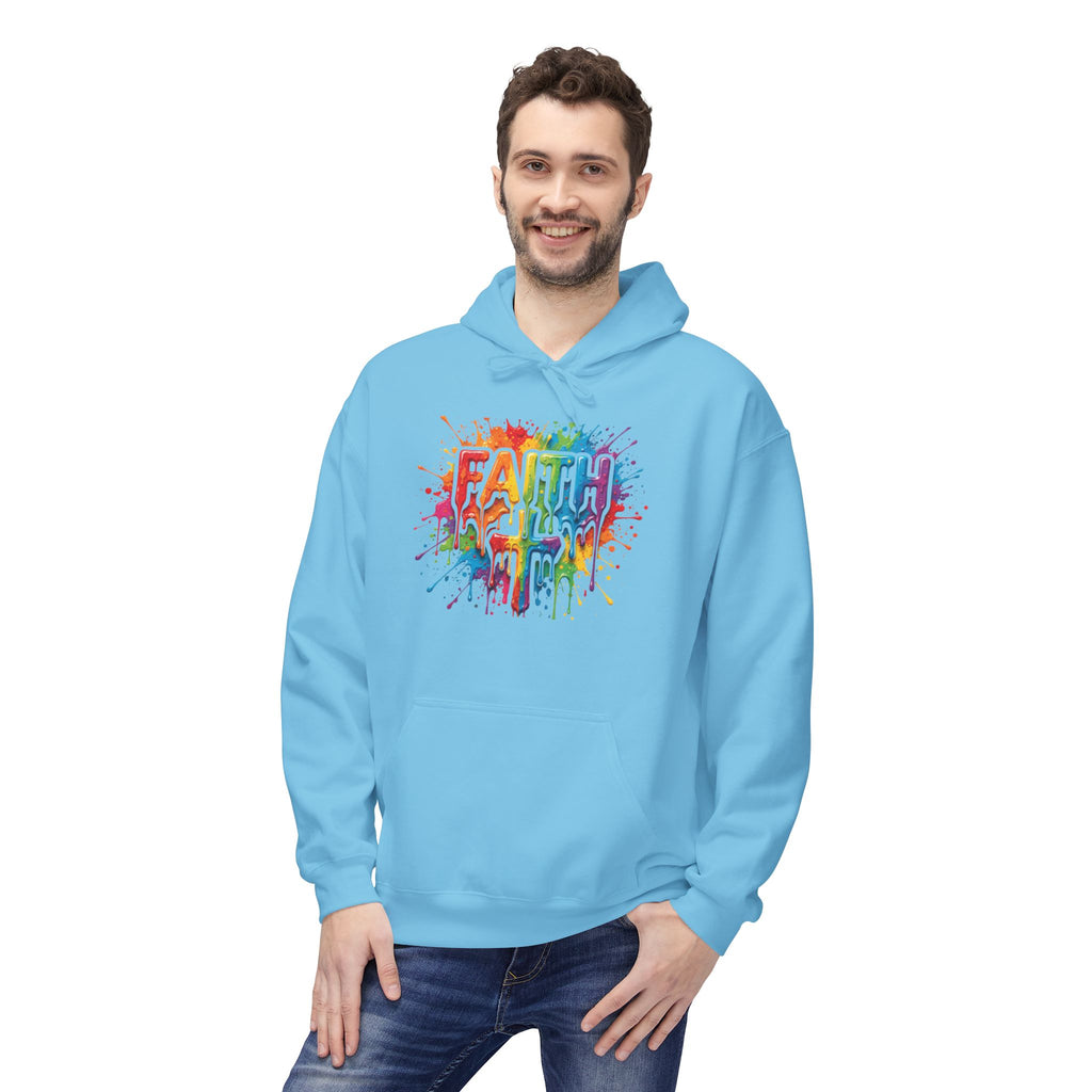 Faith Cross Rainbow Paint-Splash Hoodie