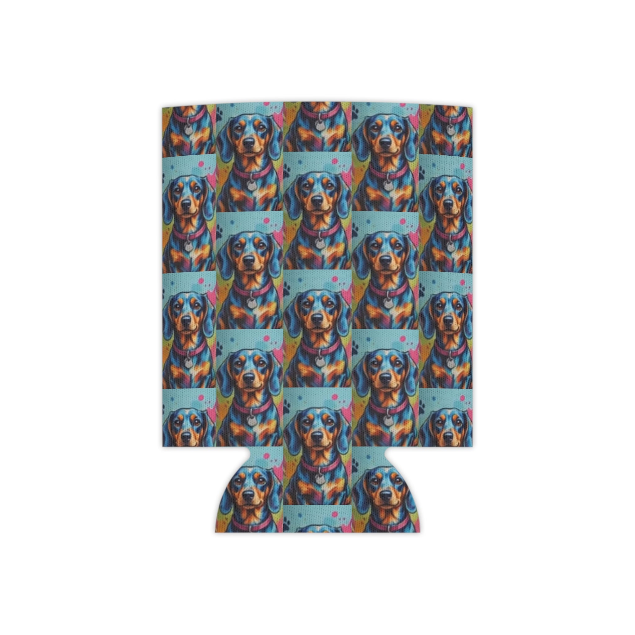 Can Cooler - Colorful Pop Art Dachshund Pattern