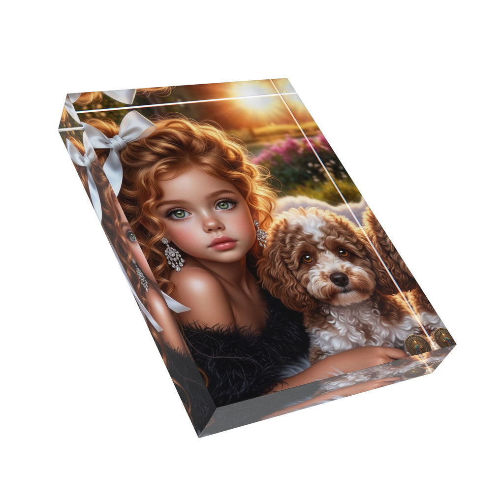 Photo Block — Decorative Girl & Puppy Photo Art Block