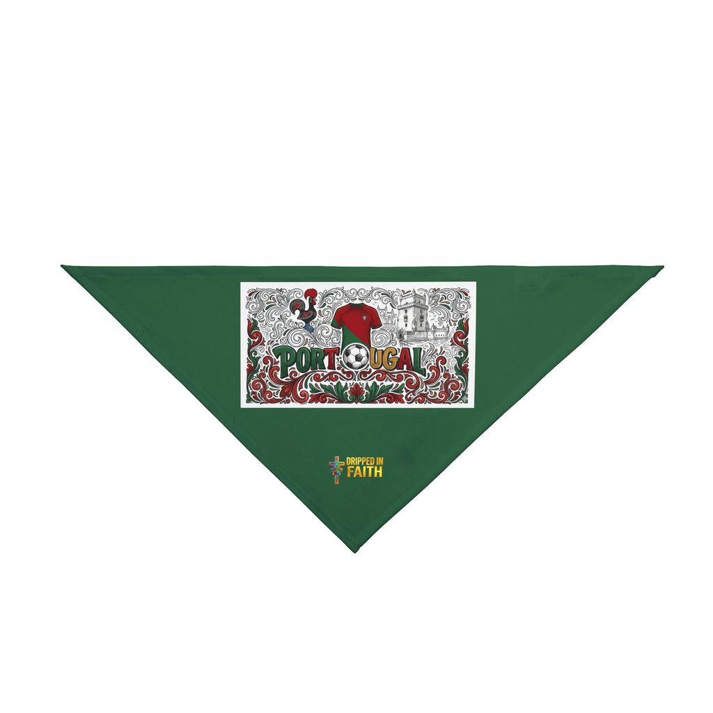 🇵🇹 Portugal Football Pet Bandana – Green Soccer-Themed Dog & Cat Scarf