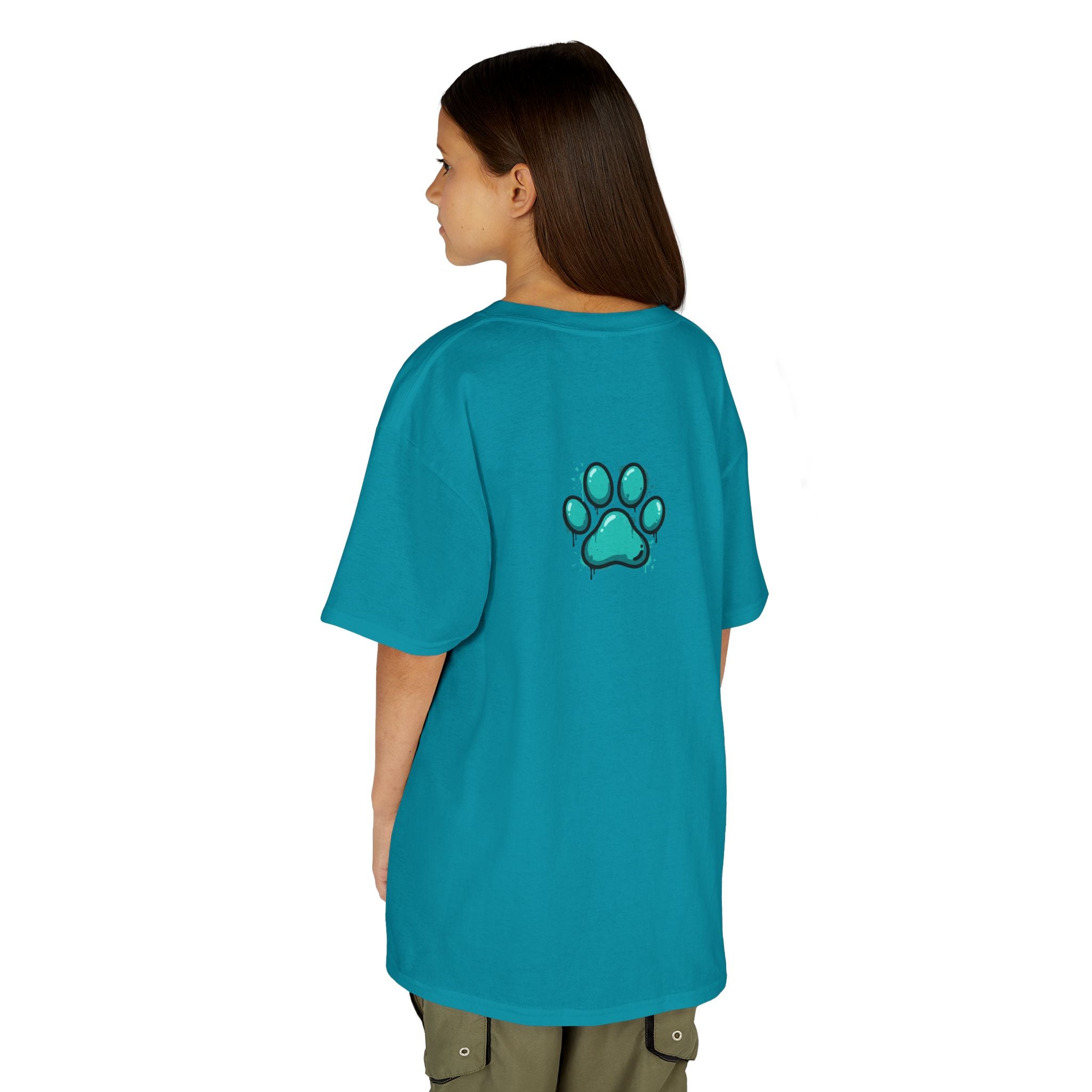 Kids Grafitti Dachshund T-Shirt — "Faithful Paws City" Colorful Angels & Paw Print Graphic Tee