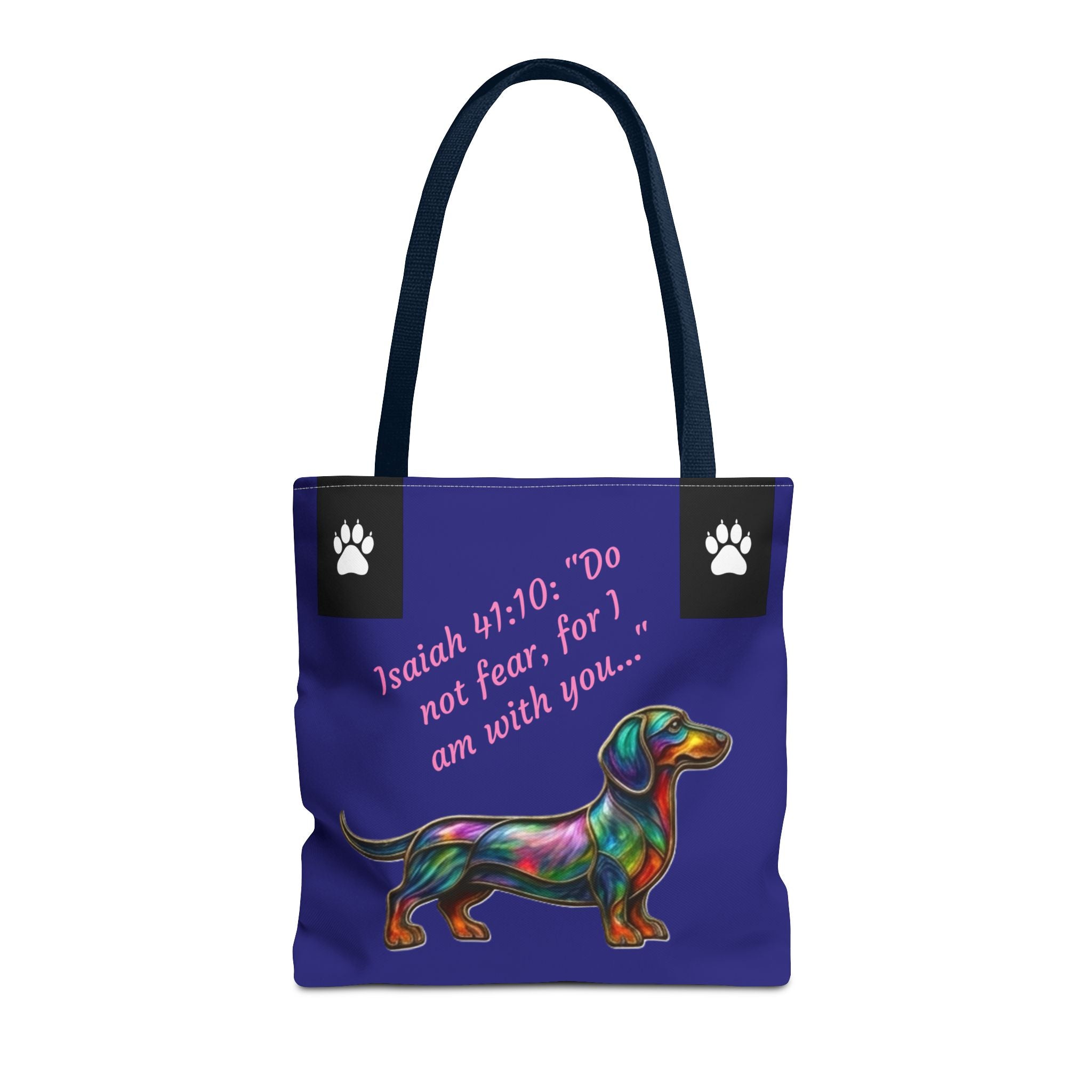 Copy of Faithful Paws City Dachshund Tote — Isaiah 41:10 Inspirational Dog Lover Bag