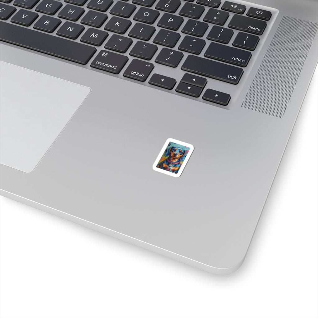 Colorful Dachshund Kiss-Cut Sticker — Vibrant Dog Art Decal for Laptops & Water Bottles