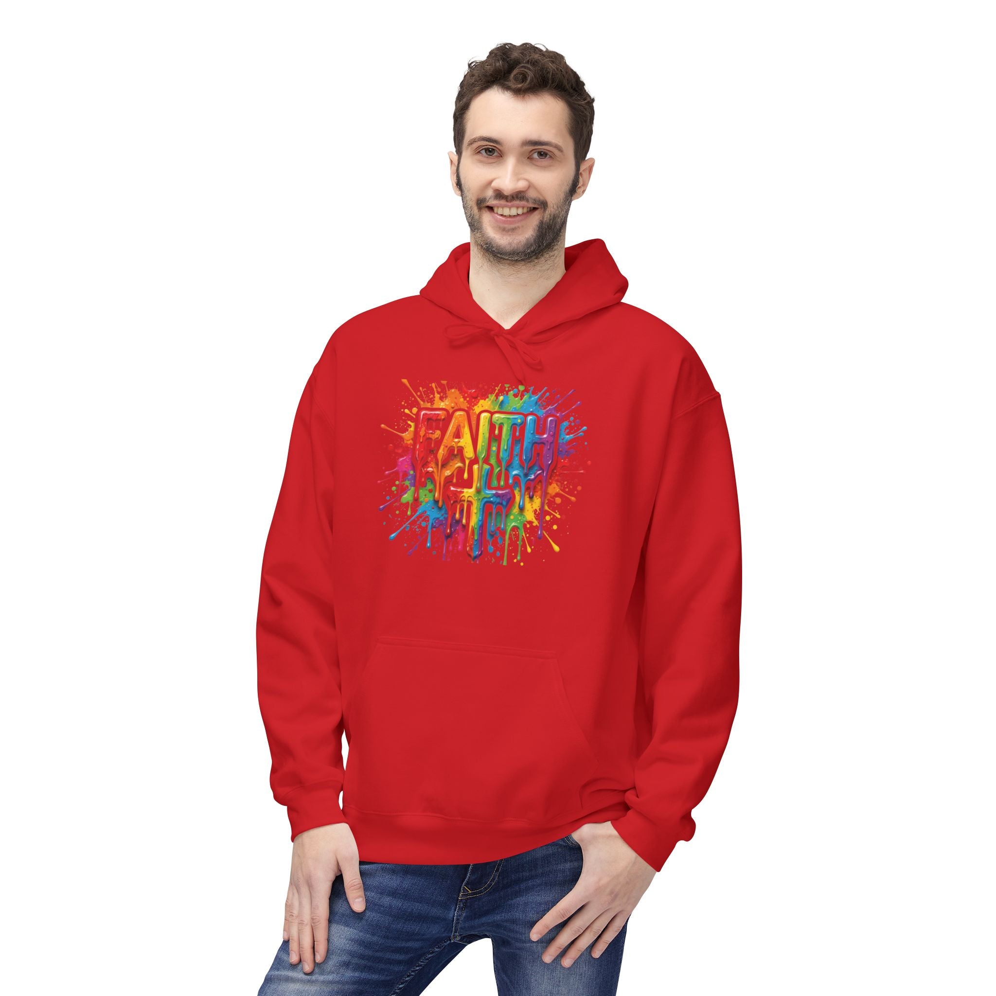 Faith Cross Rainbow Paint-Splash Hoodie