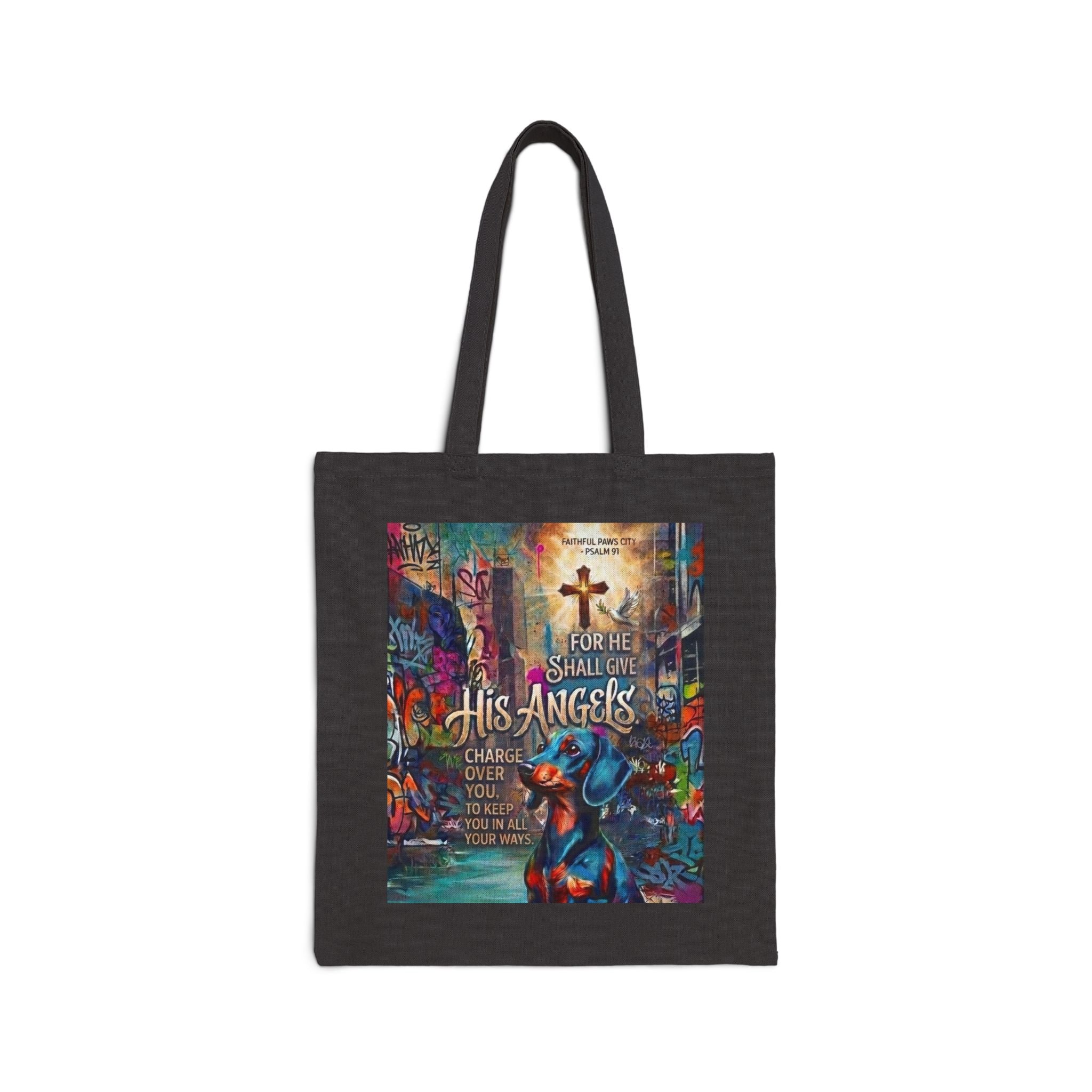 Faithful Paws City Cotton Tote Bag — "His Angels" Inspirational Pet Rescue Design