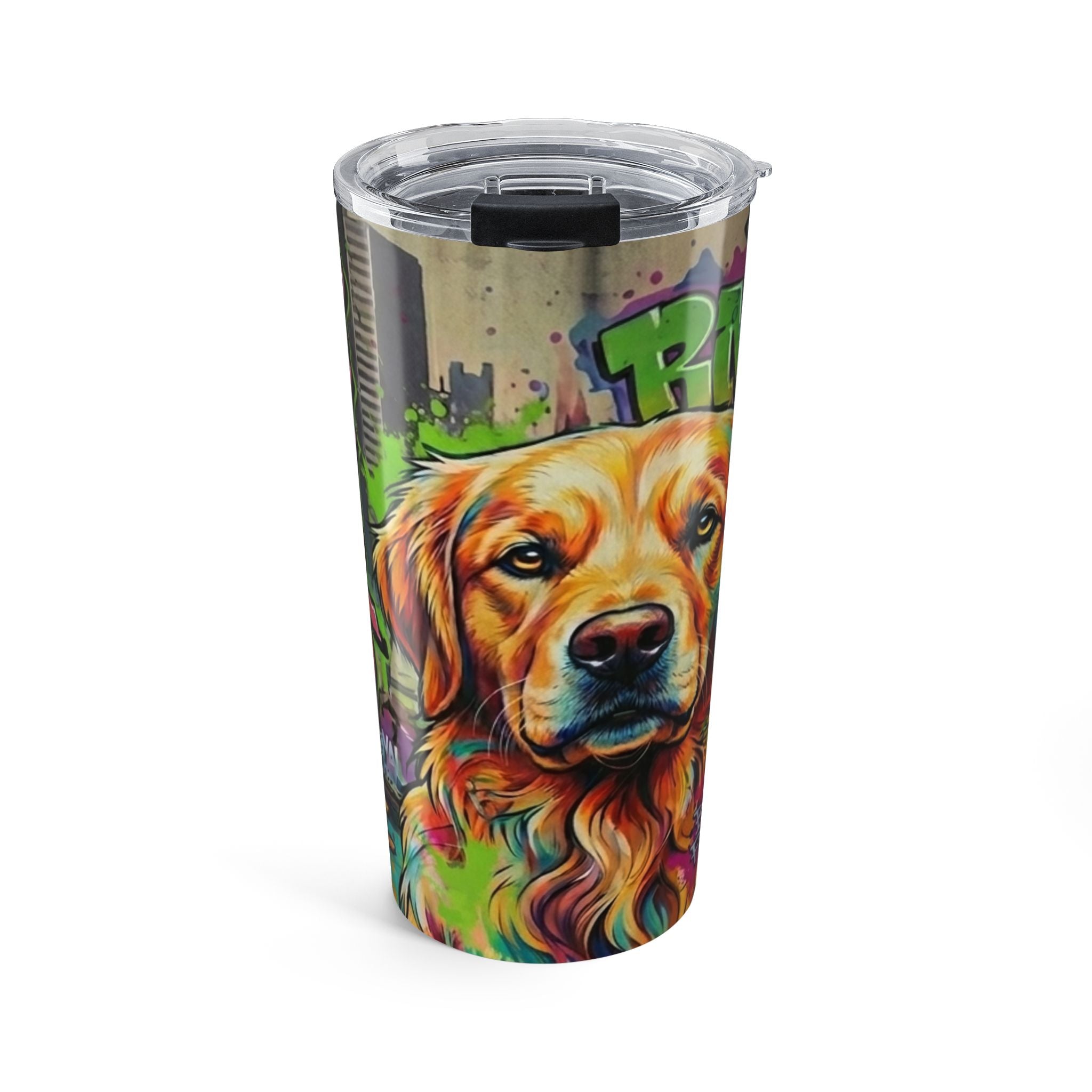 20oz Durable Stainless Tumbler — Colorful Graffiti Golden Retriever Travel Mug