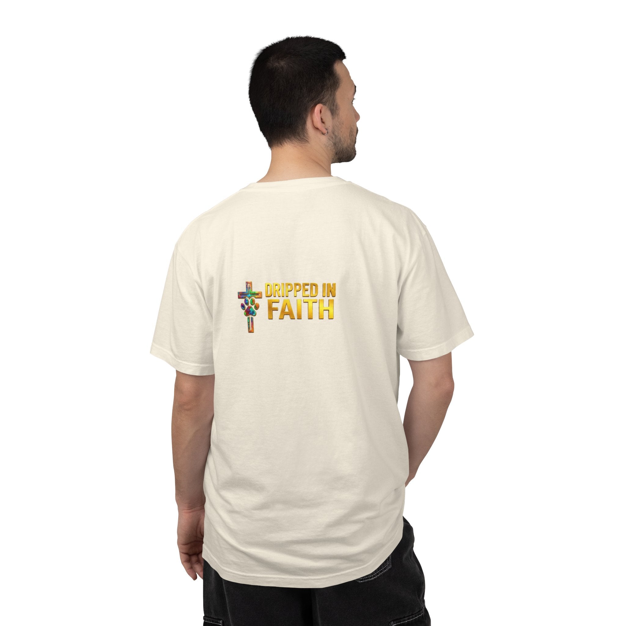 Unisex Christian Dog Grafitti T‑Shirt — "For He Shall Give His Angels Charge Over You" Inspirational Paw Print Tee