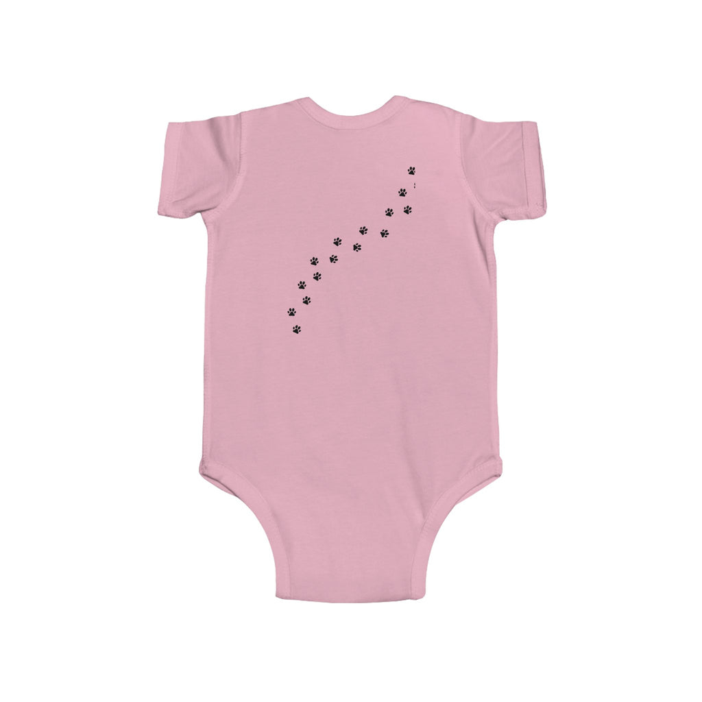 Baby Onesie Bodysuit - "Best Friends" Cute Girl & Puppy Onesie with Paw Print Back - Sizes NB to 24mos