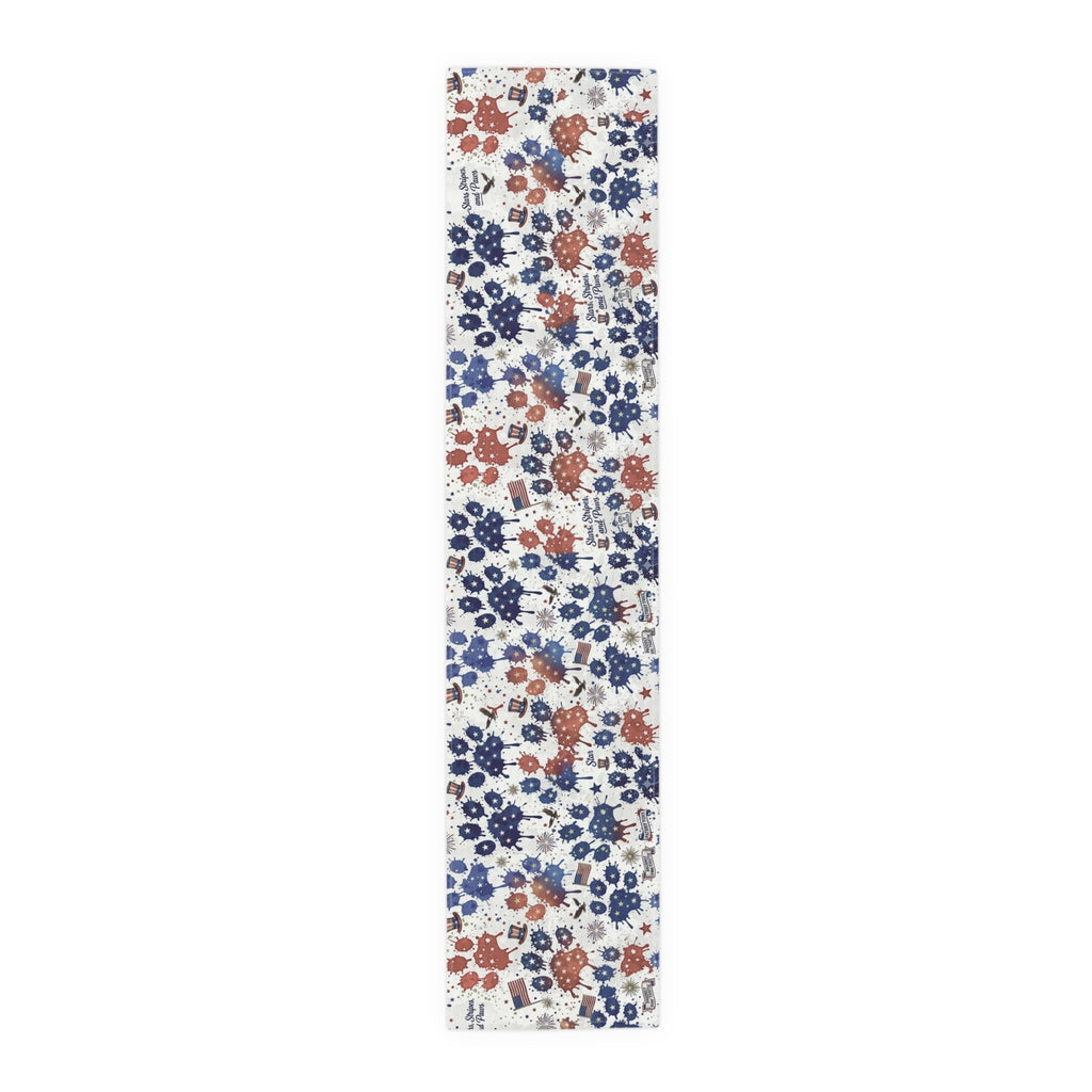 Patriotic Paw Prints Table Runner — Red, White & Blue Cotton-Blend Decor
