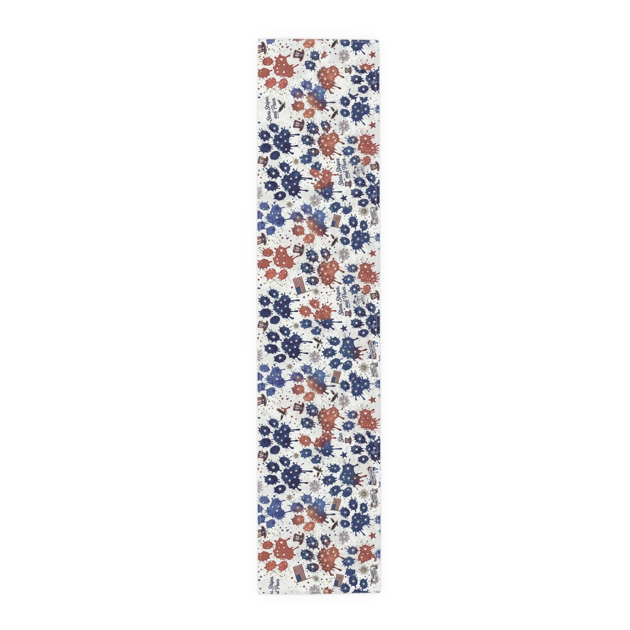 Patriotic Paw Prints Table Runner — Red, White & Blue Cotton-Blend Decor