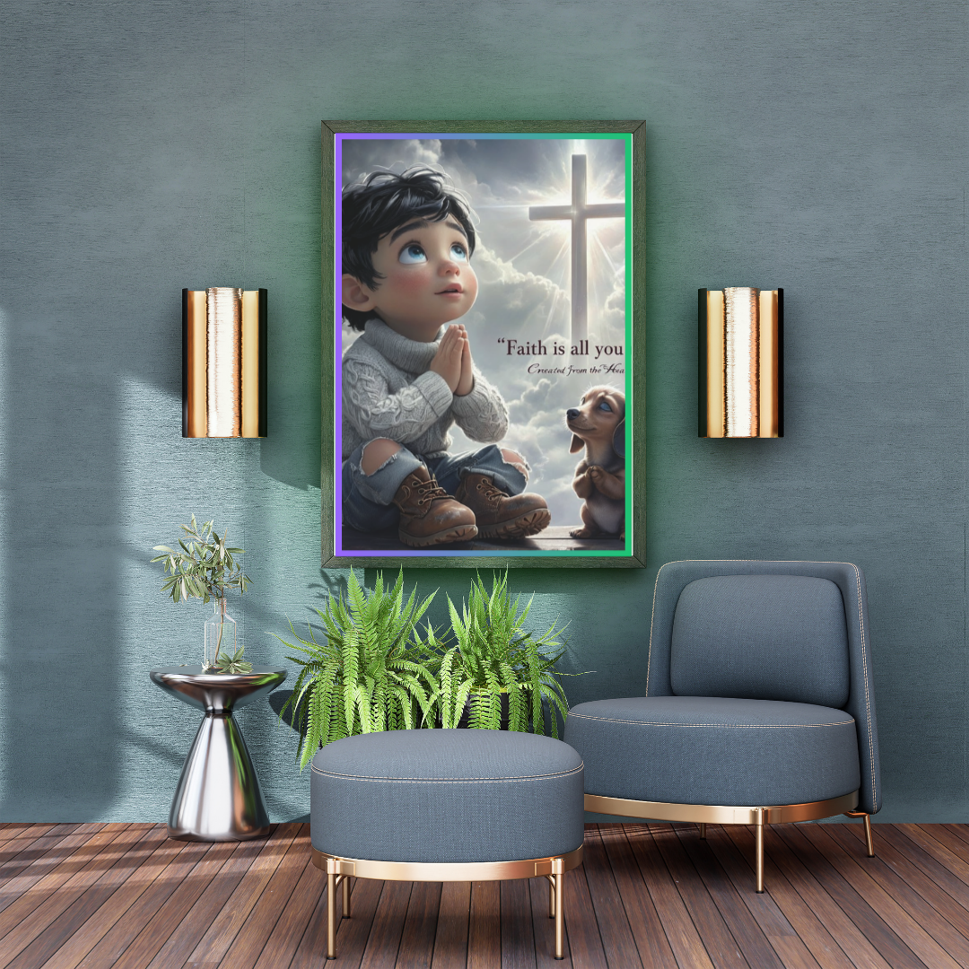 Faith Is All You Need — Boy & Dachshund Digital Art Print